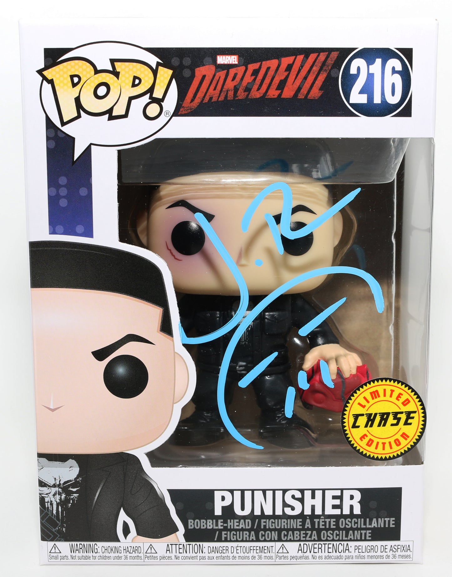 
                  
                    Jon Bernthal as The Punisher in Daredevil Chase (JSA) Signed Funko POP! #216 with Sketch
                  
                