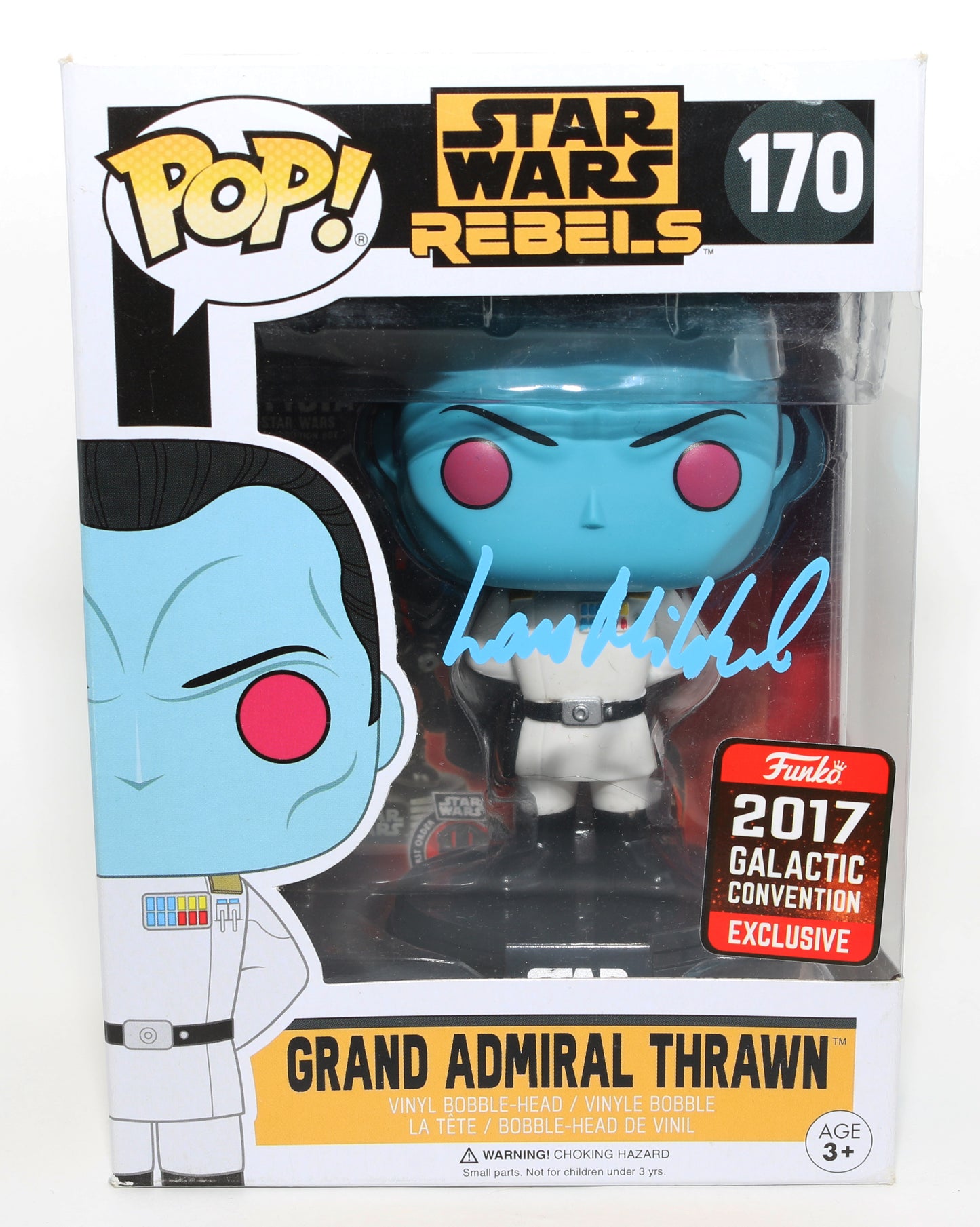 
                  
                    Lars Mikkelsen as Grand Admiral Thrawn in Star Wars: Rebels 2017 Galactic Convention Exclusive (SWAU) Signed Funko POP! #170
                  
                