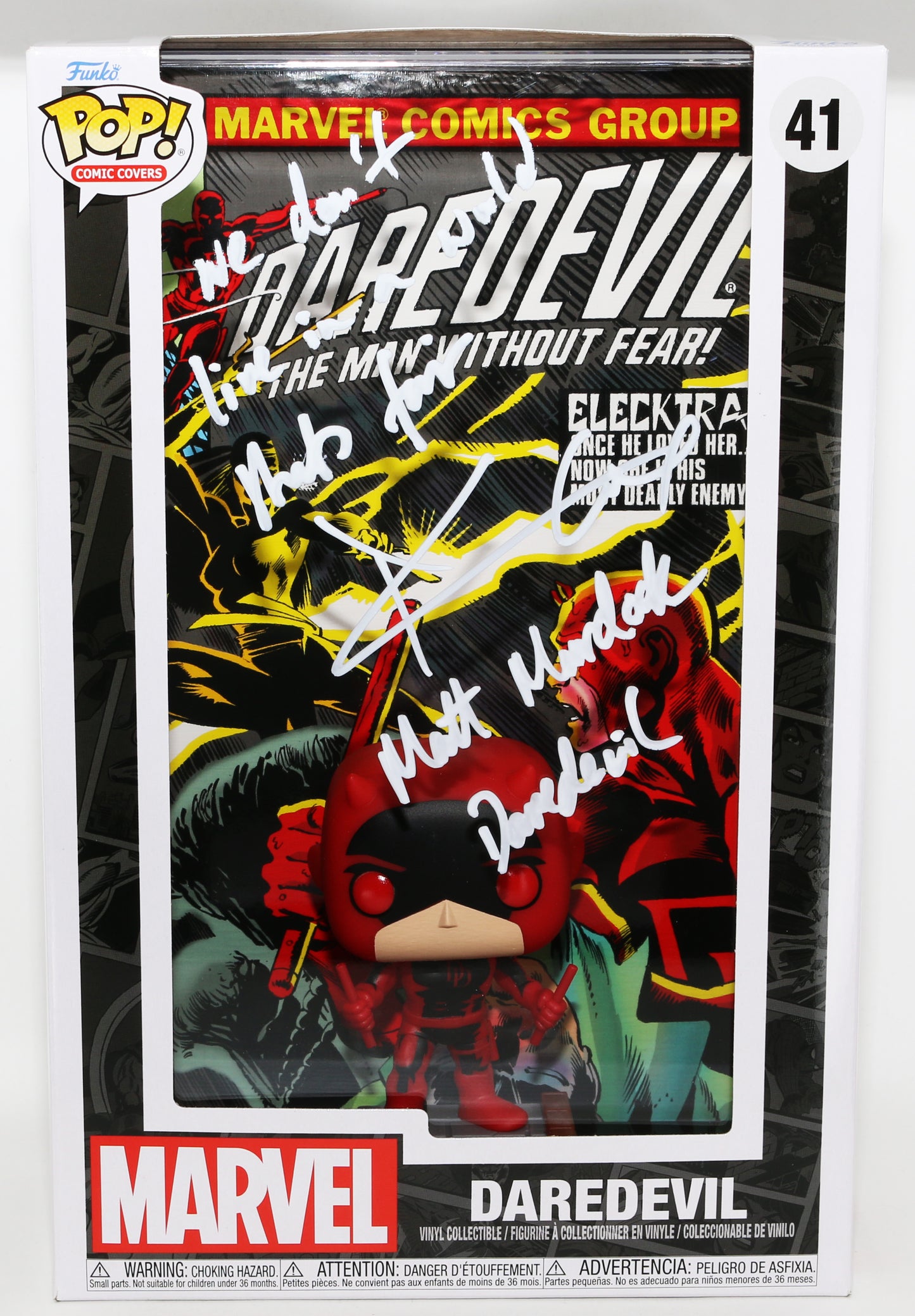 
                  
                    Charlie Cox as Matt Murdock / Daredevil in Daredevil Comic Cover Signed Funko POP! #41 with Character Names & Quote
                  
                