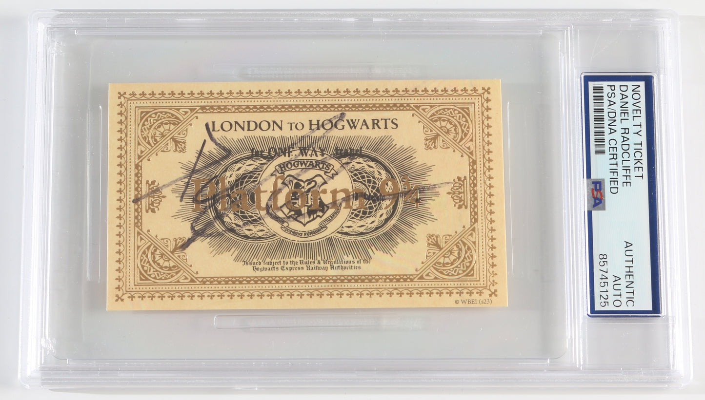 
                  
                    Daniel Radcliffe as Harry Potter in Harry Potter (PSA Encapsulated) Signed Hogwarts Express Prop Replica Train Ticket
                  
                