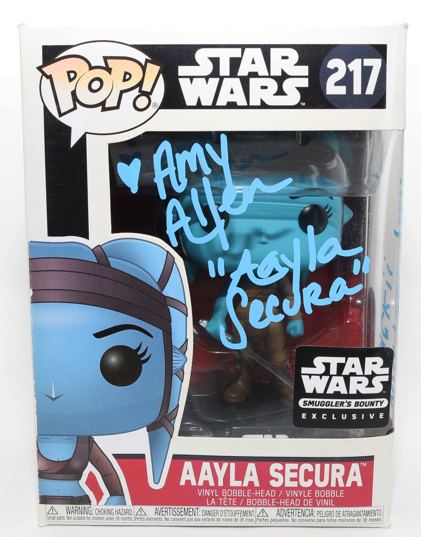 
                  
                    Amy Allen as Aayla Secura in Star Wars Episode III: Revenge of the Sith Smuggler's Bounty Exclusive (SWAU) Signed Funko POP! #217 with Character Name & Quote
                  
                