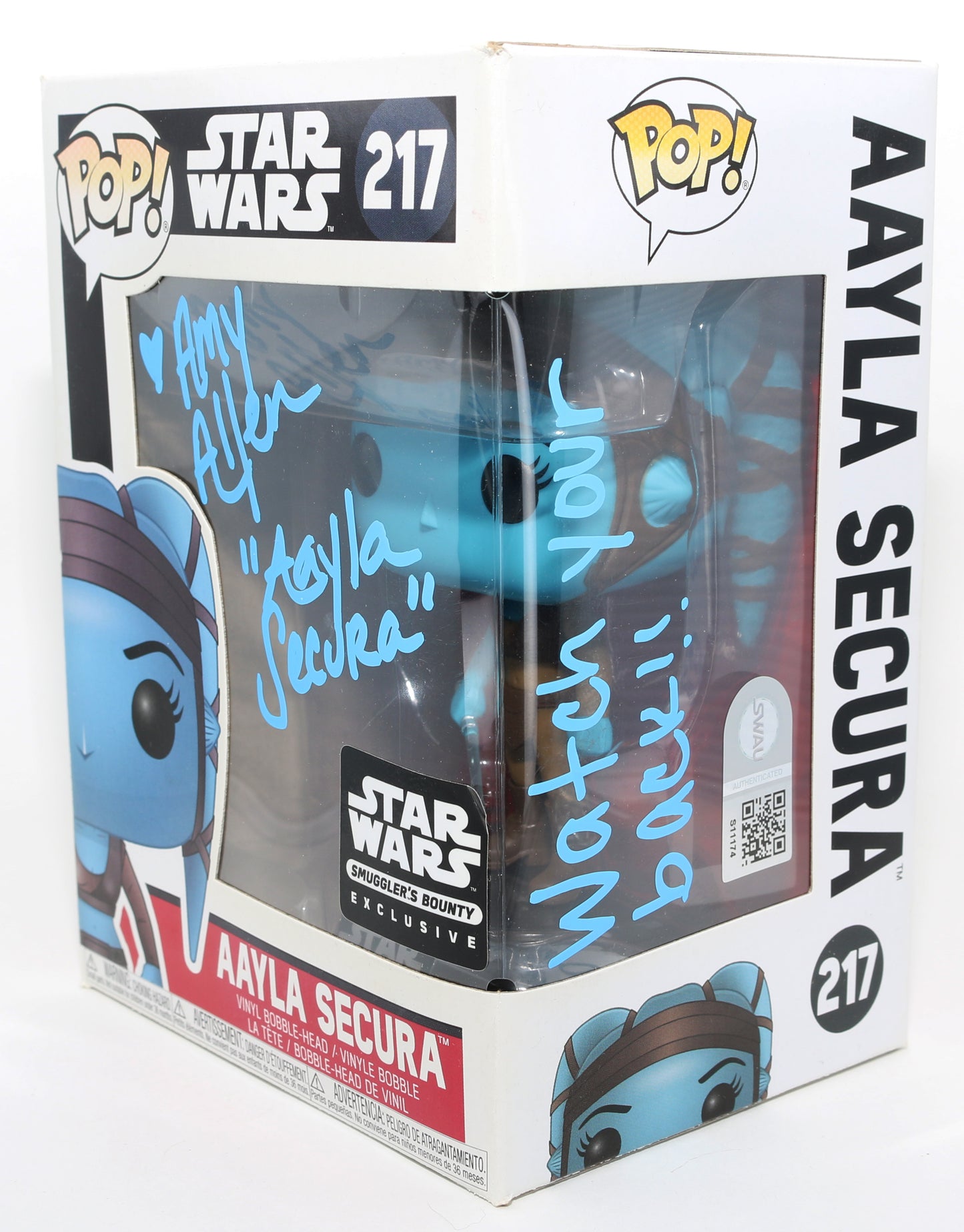 
                  
                    Amy Allen as Aayla Secura in Star Wars Episode III: Revenge of the Sith Smuggler's Bounty Exclusive (SWAU) Signed Funko POP! #217 with Character Name & Quote
                  
                