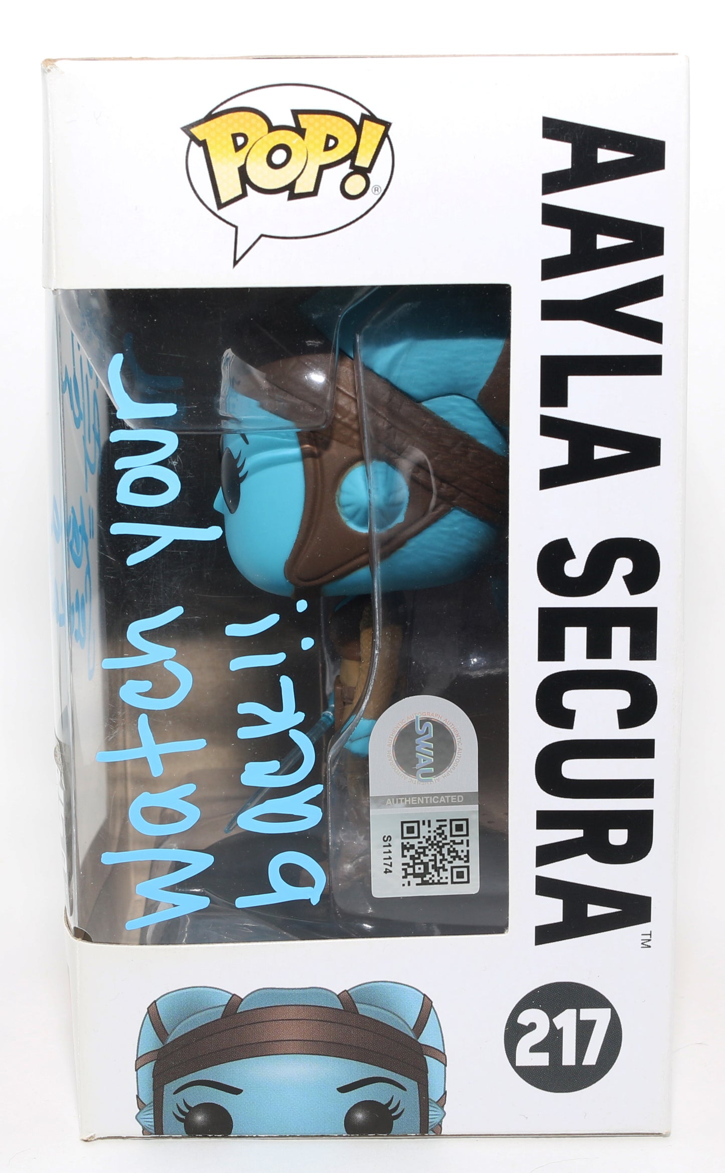 
                  
                    Amy Allen as Aayla Secura in Star Wars Episode III: Revenge of the Sith Smuggler's Bounty Exclusive (SWAU) Signed Funko POP! #217 with Character Name & Quote
                  
                