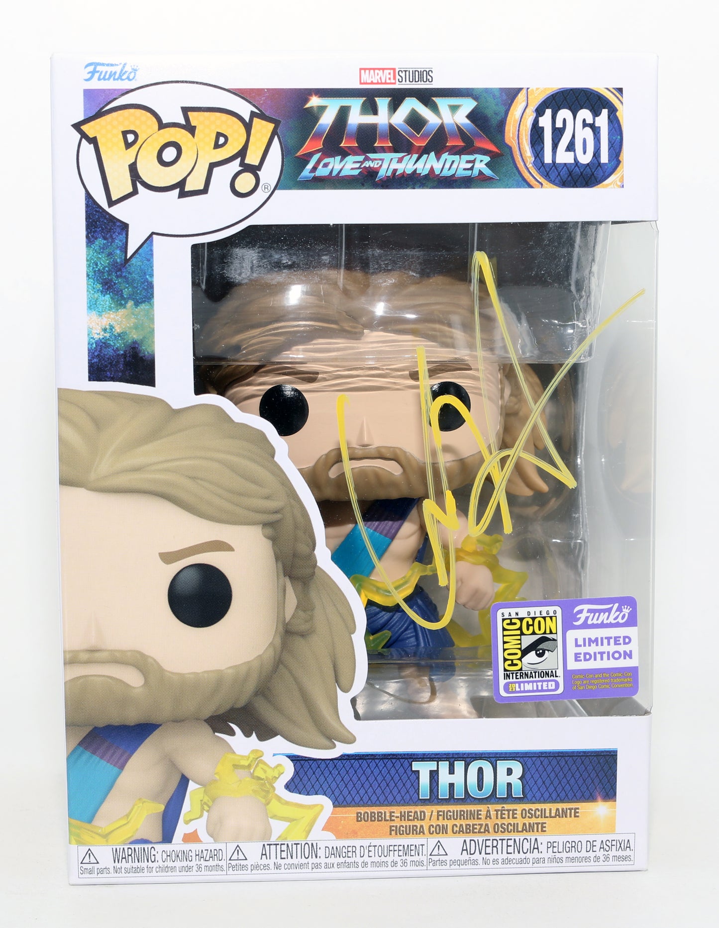 
                  
                    Chris Hemsworth as Thor in Thor: Love & Thunder SDCC 2023 Limited Edition Signed Funko POP! #1261
                  
                