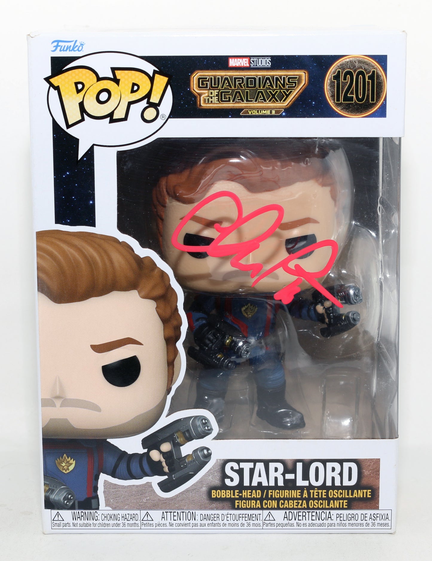 
                  
                    Chris Pratt as Star-Lord in Guardians of the Galaxy Vol. 3 (JSA) Signed Funko POP! #1201
                  
                