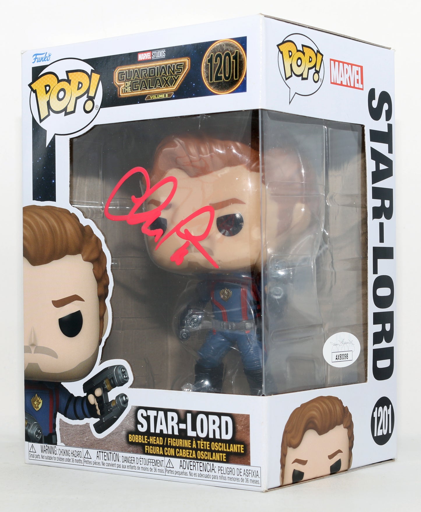 
                  
                    Chris Pratt as Star-Lord in Guardians of the Galaxy Vol. 3 (JSA) Signed Funko POP! #1201
                  
                