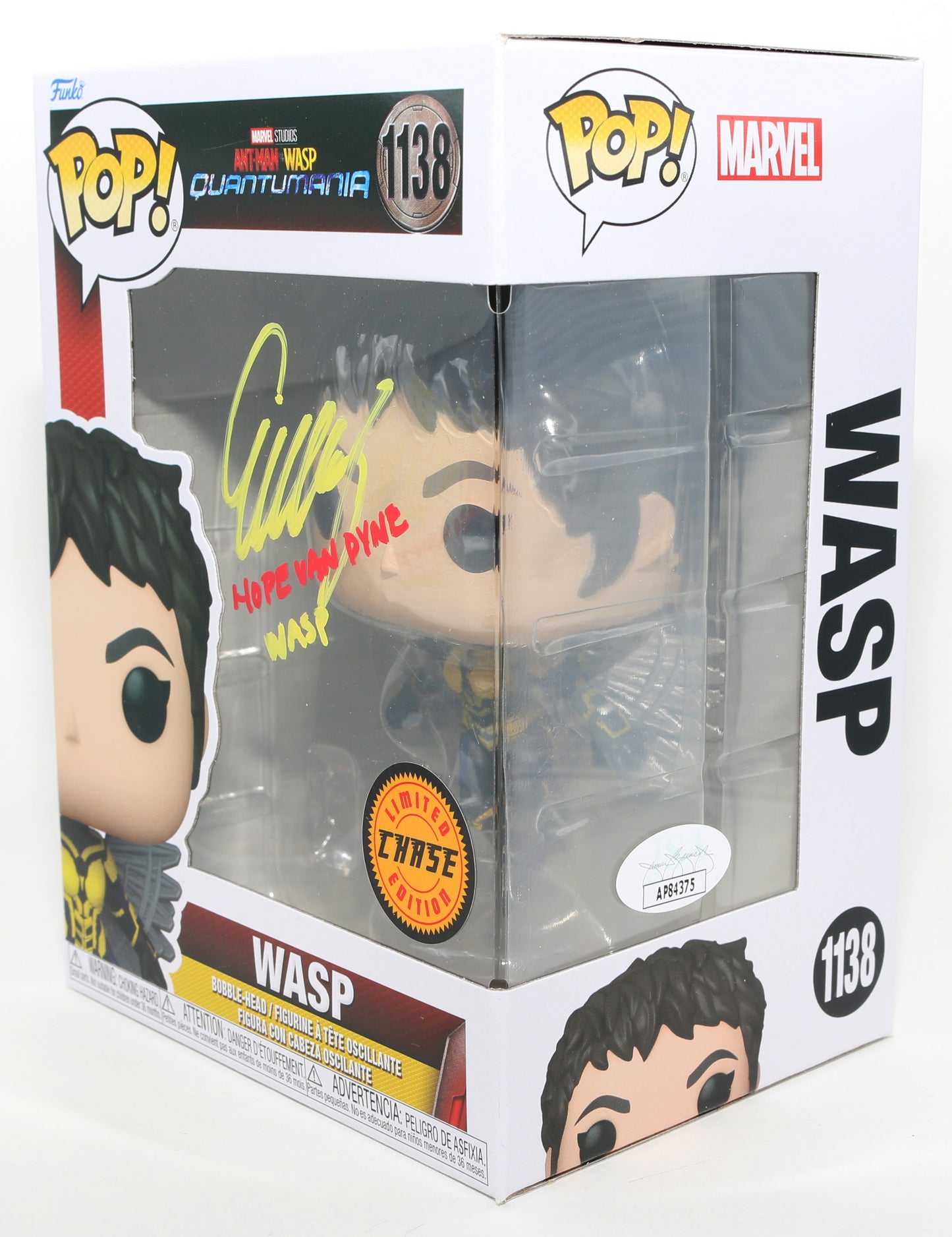 
                  
                    Evangeline Lilly as Wasp in Ant-Man & The Wasp: Quantumania Chase Edition (JSA) Signed Funko POP! #1138 with Character Name
                  
                