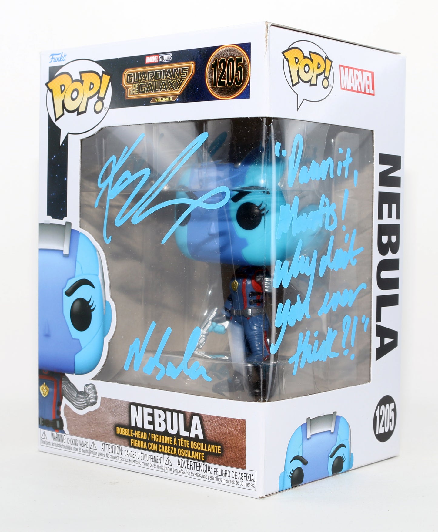 
                  
                    Karen Gillan as Nebula in Guardians of the Galaxy Vol. 3 Signed Funko POP! #1205 with Character Name & Quote
                  
                