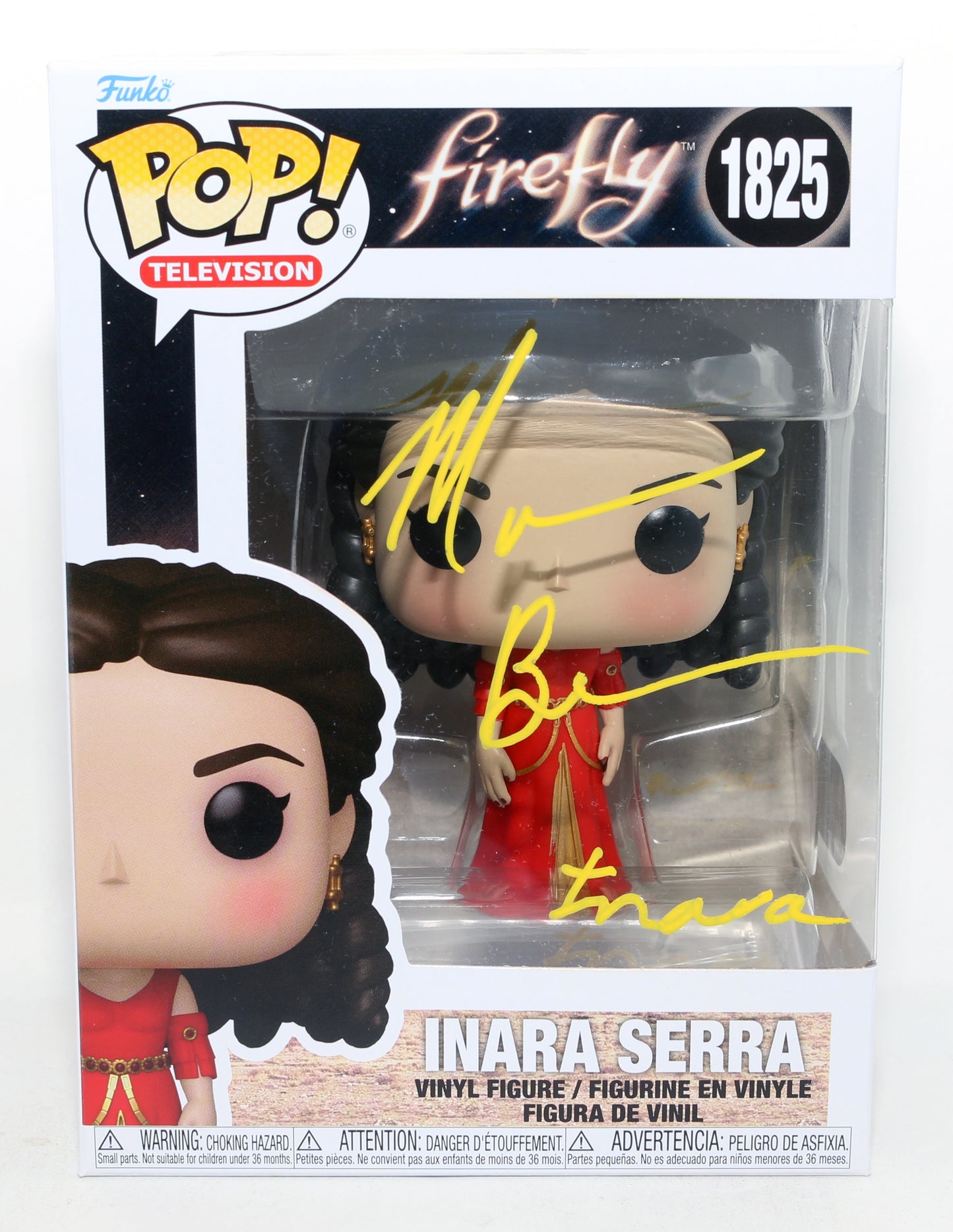 
                  
                    Morena Baccarin as Inara Serra in Firefly (SWAU) Signed Funko POP! #1825 with Character Name
                  
                