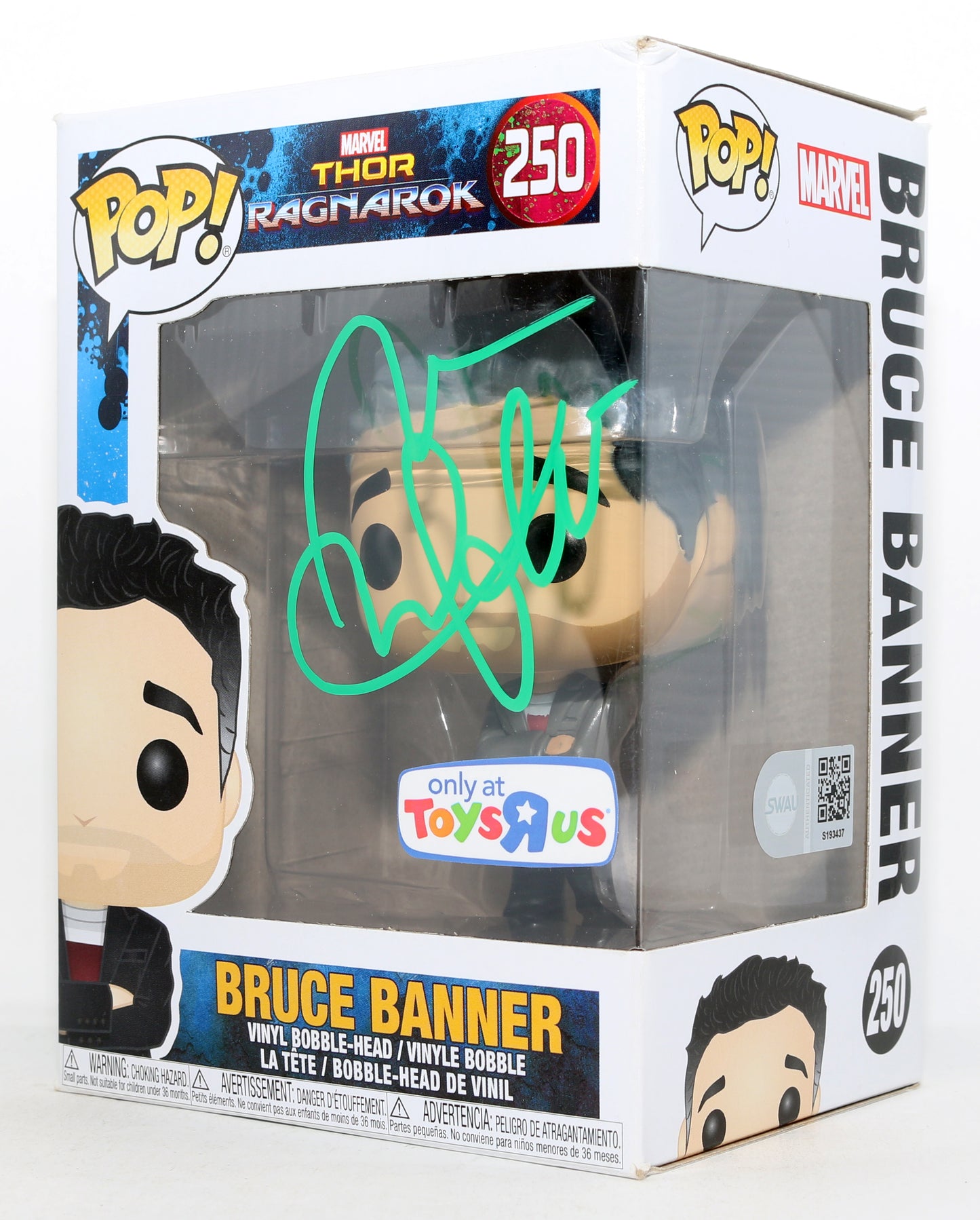 
                  
                    Mark Ruffalo as Bruce Banner in Thor: Ragnarok Toys R Us Exclusive (SWAU) Signed Funko POP! #250
                  
                