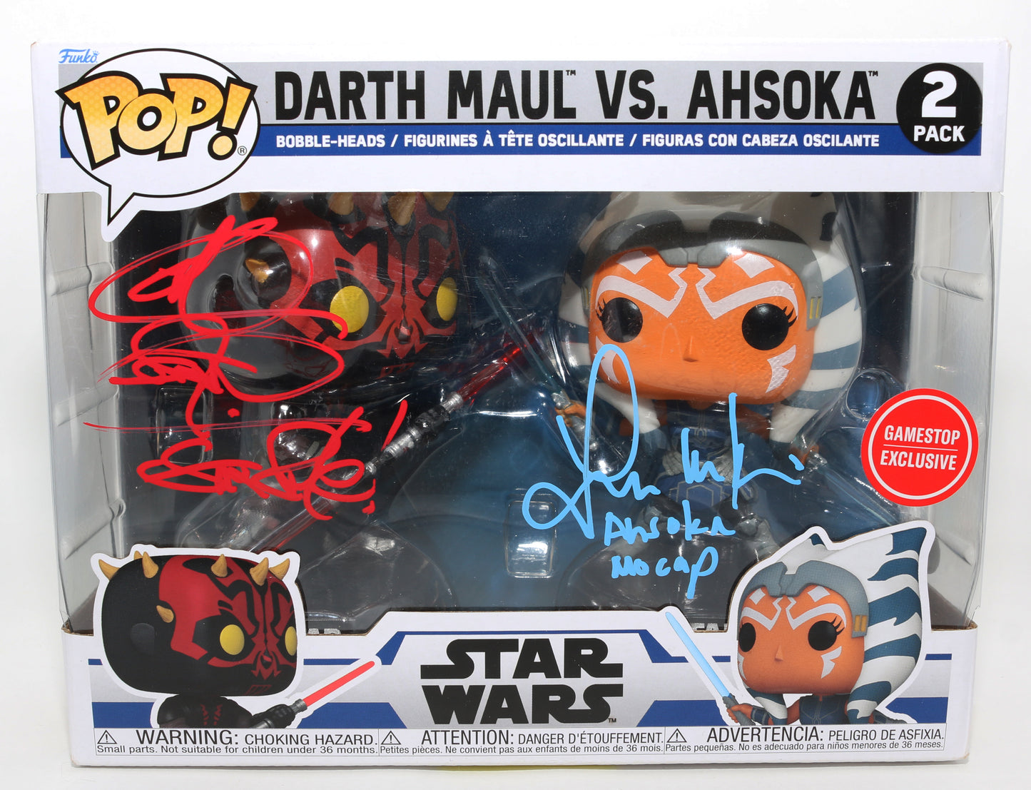 
                  
                    Ray Park as Darth Maul & Lauren Mary Kim as Ahsoka Tano Motion Capture Artists in Star Wars: The Clone Wars GameStop Exclusive (JSA) Signed Funko POP! 2-Pack
                  
                
