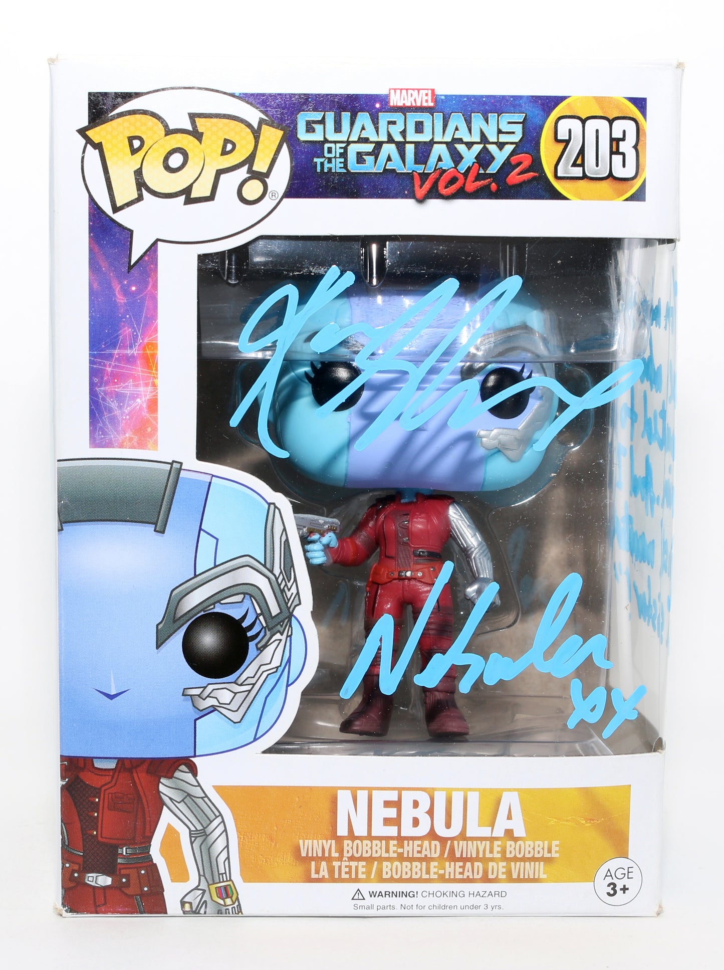
                  
                    Karen Gillan as Nebula in Guardians of the Galaxy Vol. 2 Signed Funko POP! #203 with Character Name & Quote
                  
                