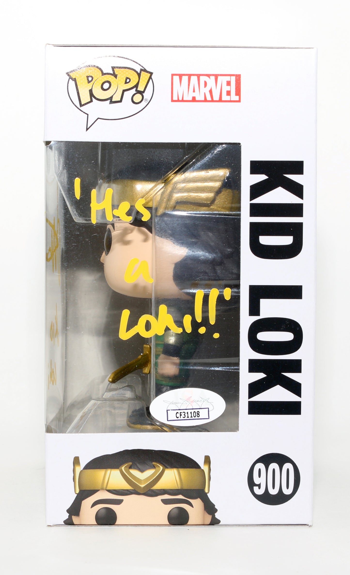
                  
                    Jack Veal as Kid Loki in Loki (JSA) Signed Funko POP! #900 with Character Name & Quote
                  
                