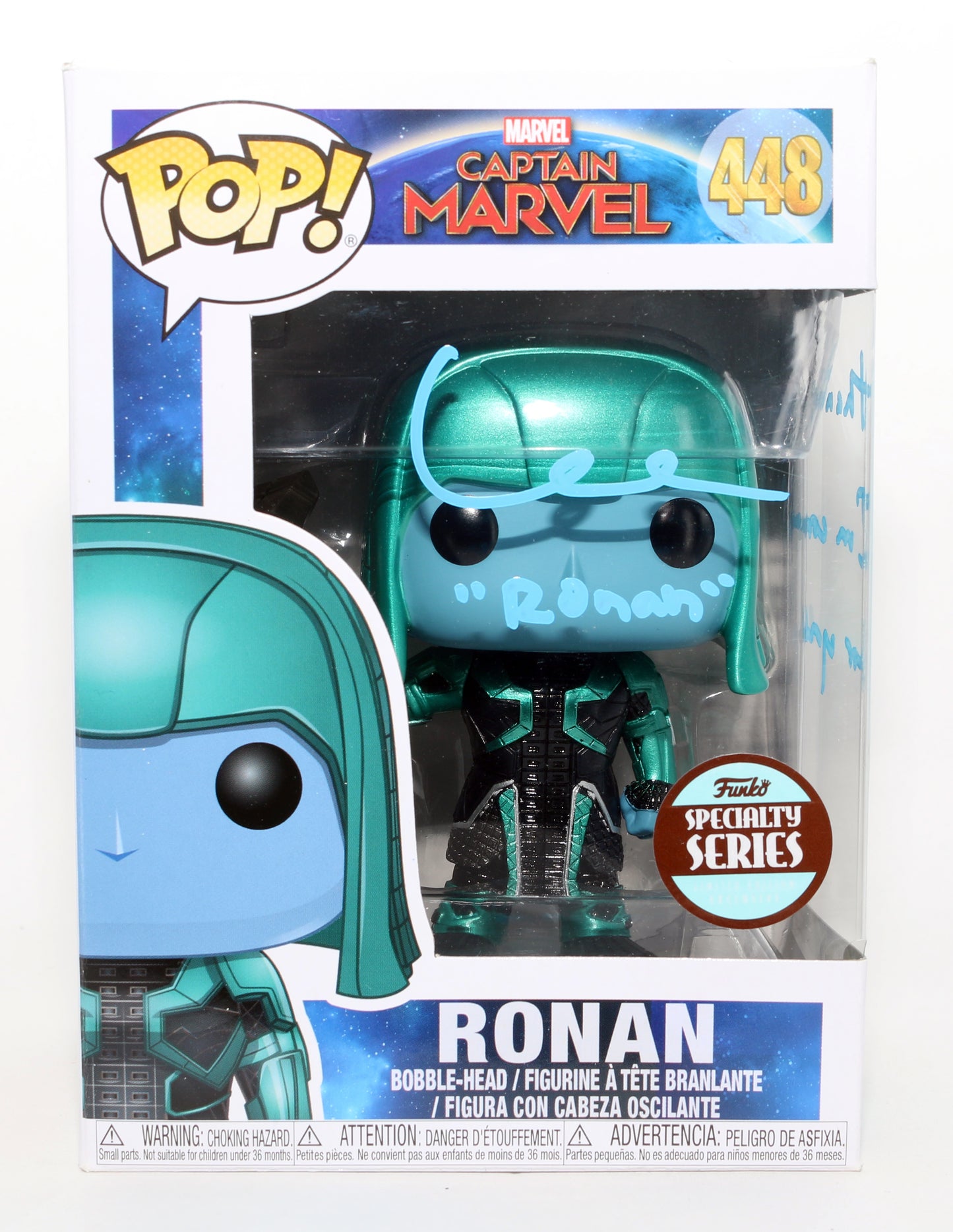 
                  
                    Lee Pace as Ronan in Captain Marvel Specialty Series Signed Funko POP! #448 with Character Name & Quote
                  
                