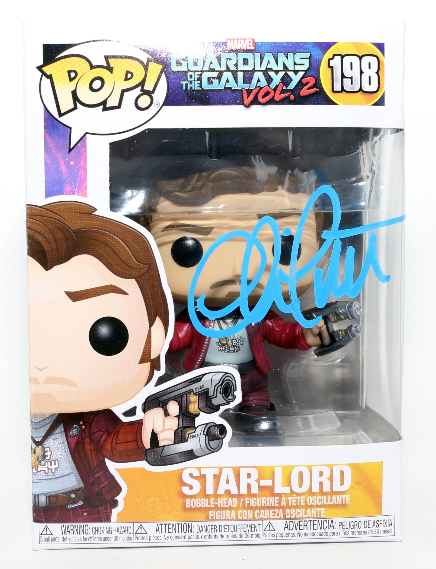 
                  
                    Chris Pratt as Peter Quill / Star-Lord in Guardians of the Galaxy Vol. 2 Signed Funko POP! #198
                  
                