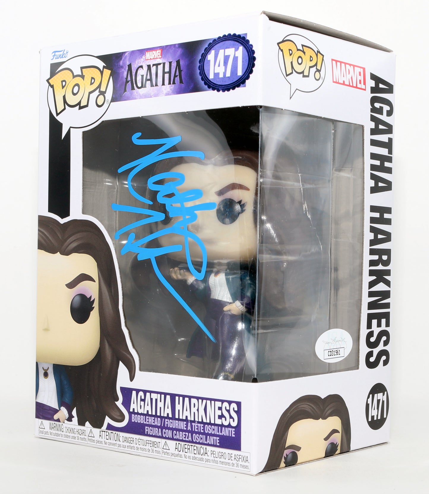 
                  
                    Kathryn Hahn as Agatha Harkness in Agatha All Along (JSA) Signed Funko POP! #1471
                  
                