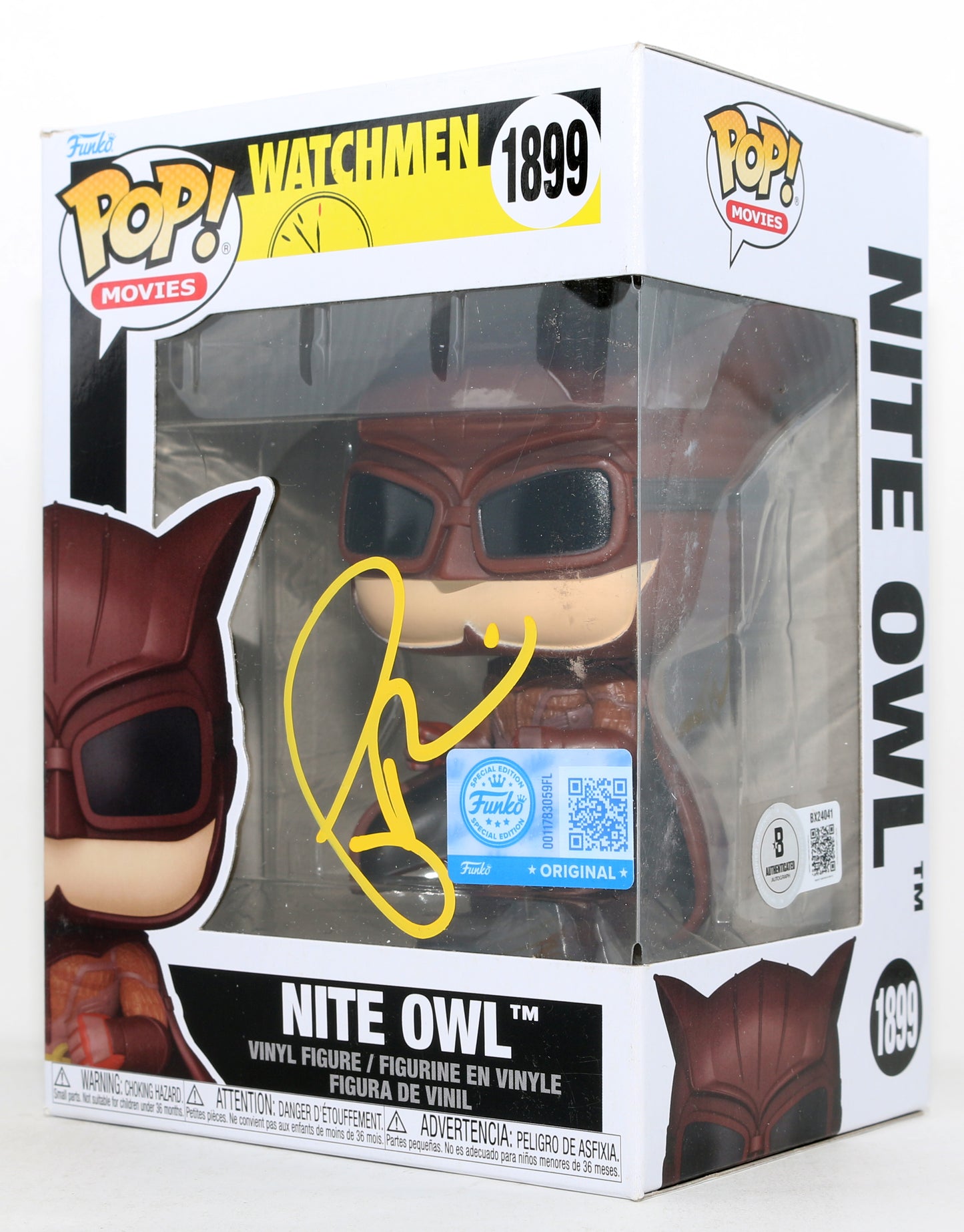 
                  
                    Patrick Wilson as Nite Owl in Watchmen Funko Special Edition (Beckett) Signed Funko POP! #1899
                  
                