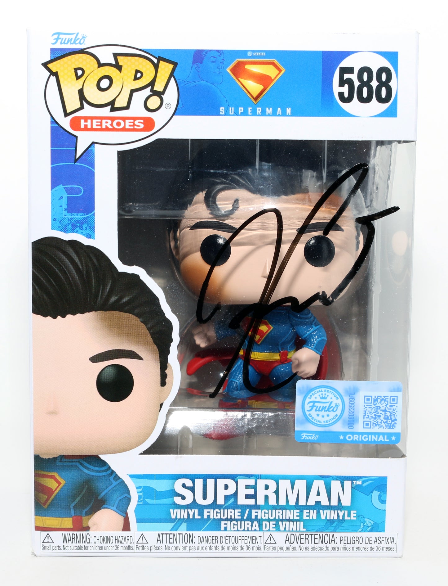 
                  
                    David Corenswet as Superman in James Gunn's Superman Special Edition Signed Funko POP! #588
                  
                