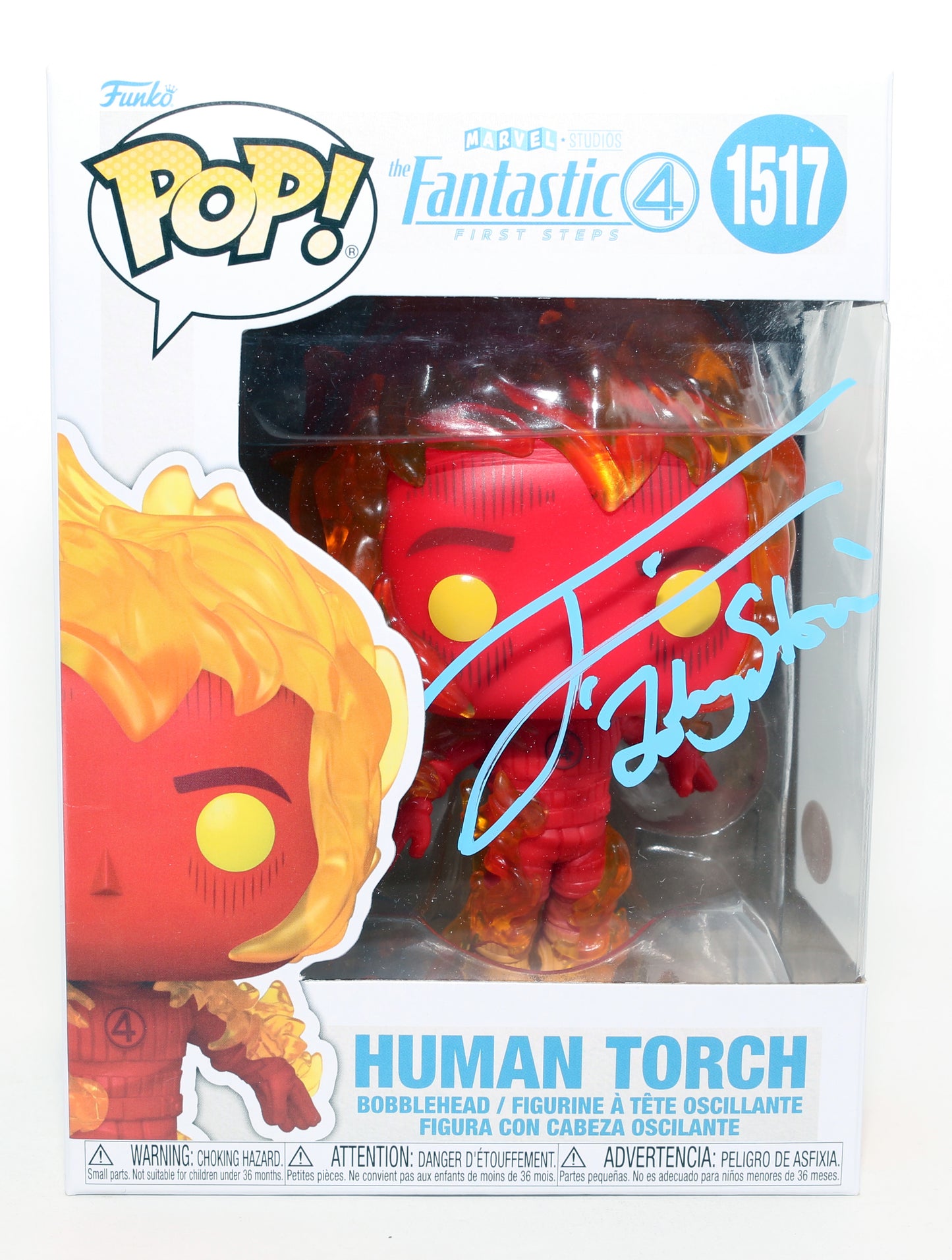
                  
                    Joseph Quinn as Johnny Storm / Human Torch in The Fantastic Four: First Steps (JSA) Signed Funko POP! #1517 with Character Name
                  
                