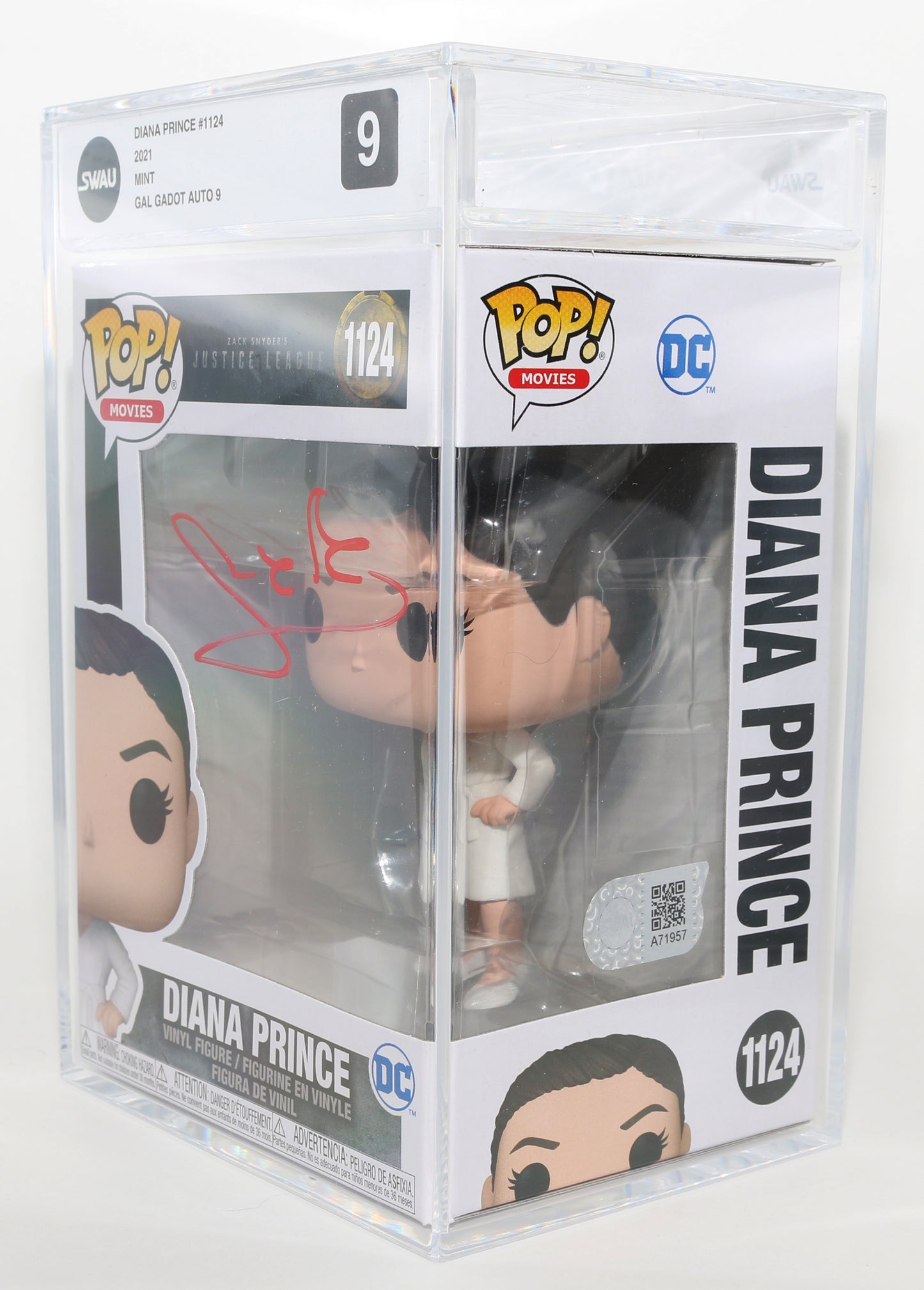 
                  
                    Gal Gadot as Diana Prince in Zack Snyder's Justice League (SWAU Encapsulated Grade 9 / Auto 9) Signed Funko POP! #1124
                  
                
