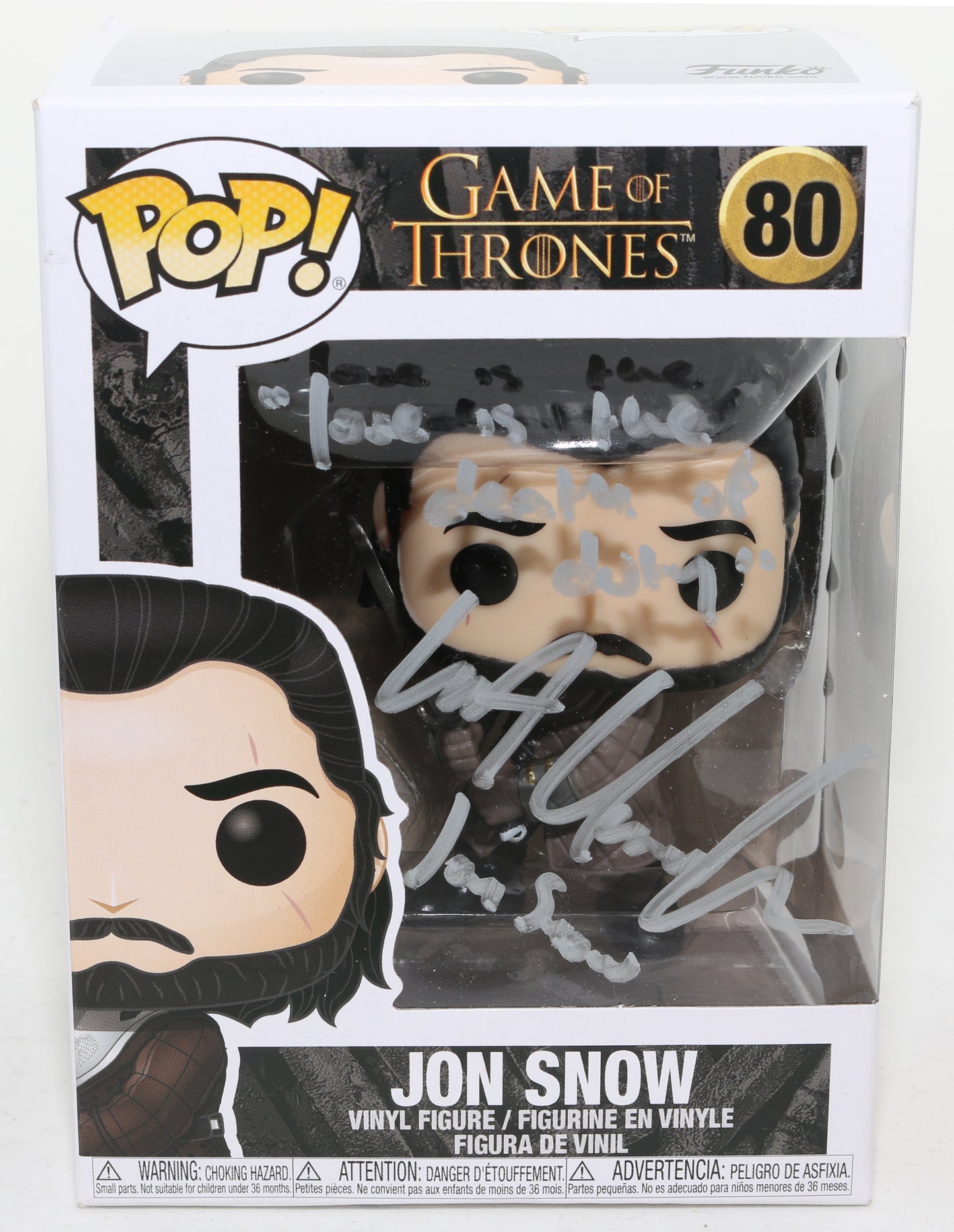 
                  
                    Kit Harington as Jon Snow in Game of Thrones Signed Funko POP! #80 with Character Name & Quote
                  
                