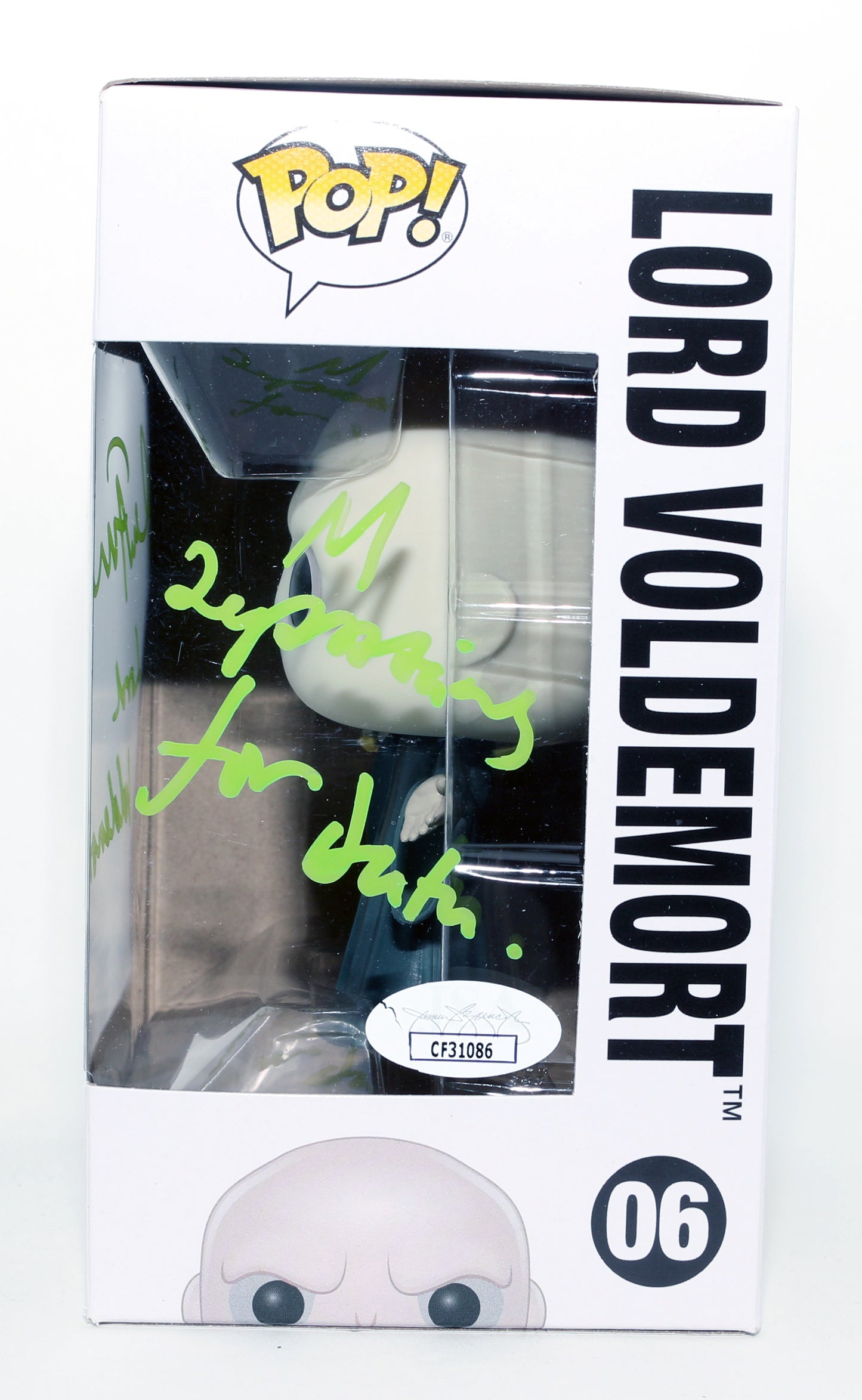 
                  
                    Ralph Fiennes as Lord Voldemort in Harry Potter (JSA) Signed Funko POP! #06 with Character Name & Quote
                  
                