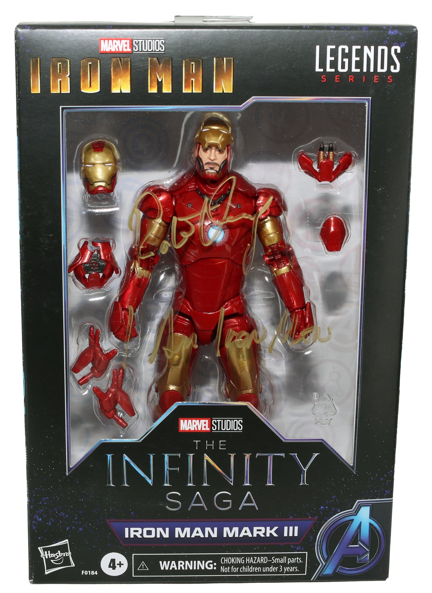 
                  
                    Robert Downey Jr. as Iron Man Mark III Suit in Marvel's Infinity Saga (SWAU) Signed Hasbro Legends Series Action Figure with "I am Iron Man" Quote
                  
                