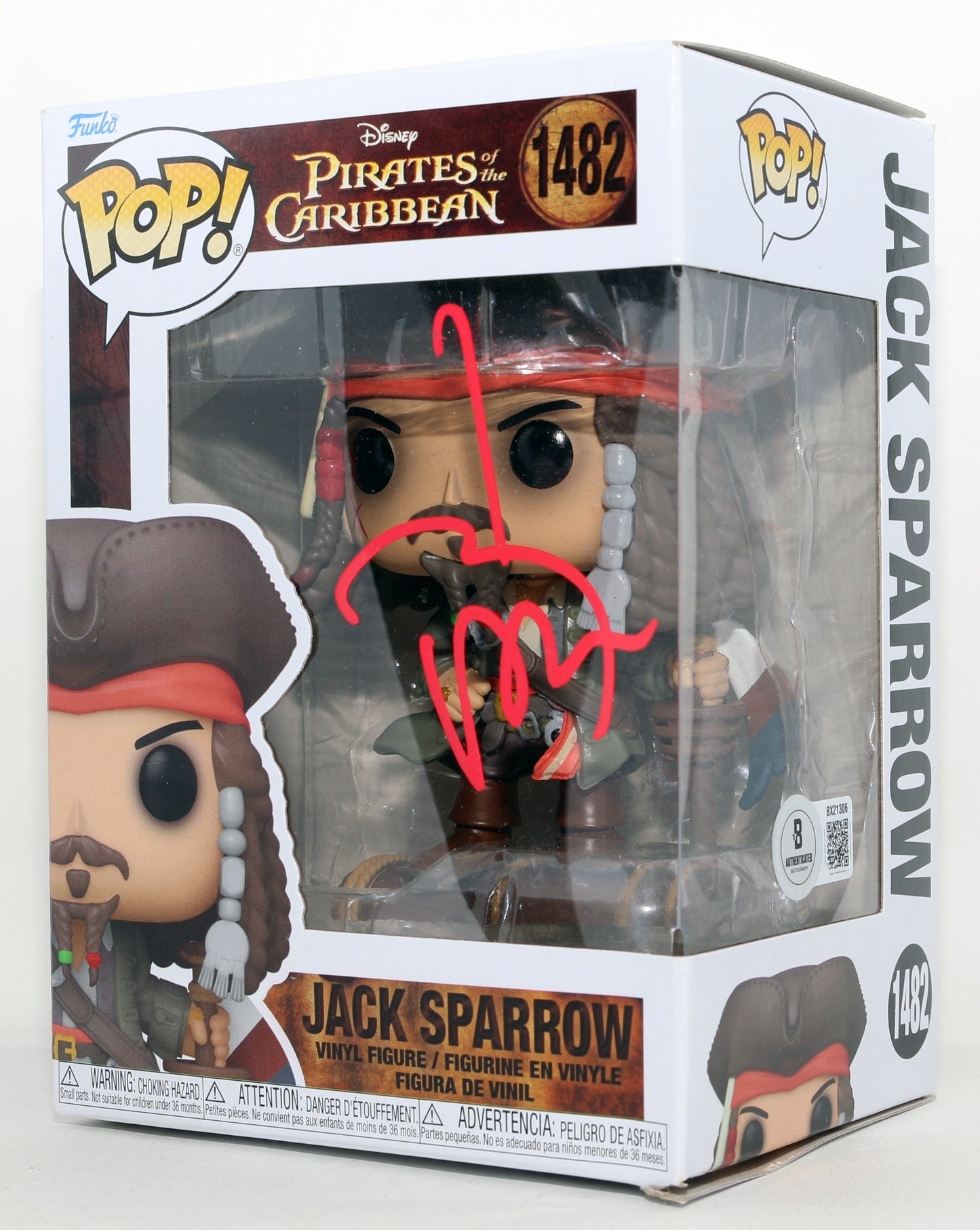 
                  
                    Johnny Depp as Captain Jack Sparrow in Pirates of the Caribbean (Beckett) Signed Funko POP! #1482
                  
                