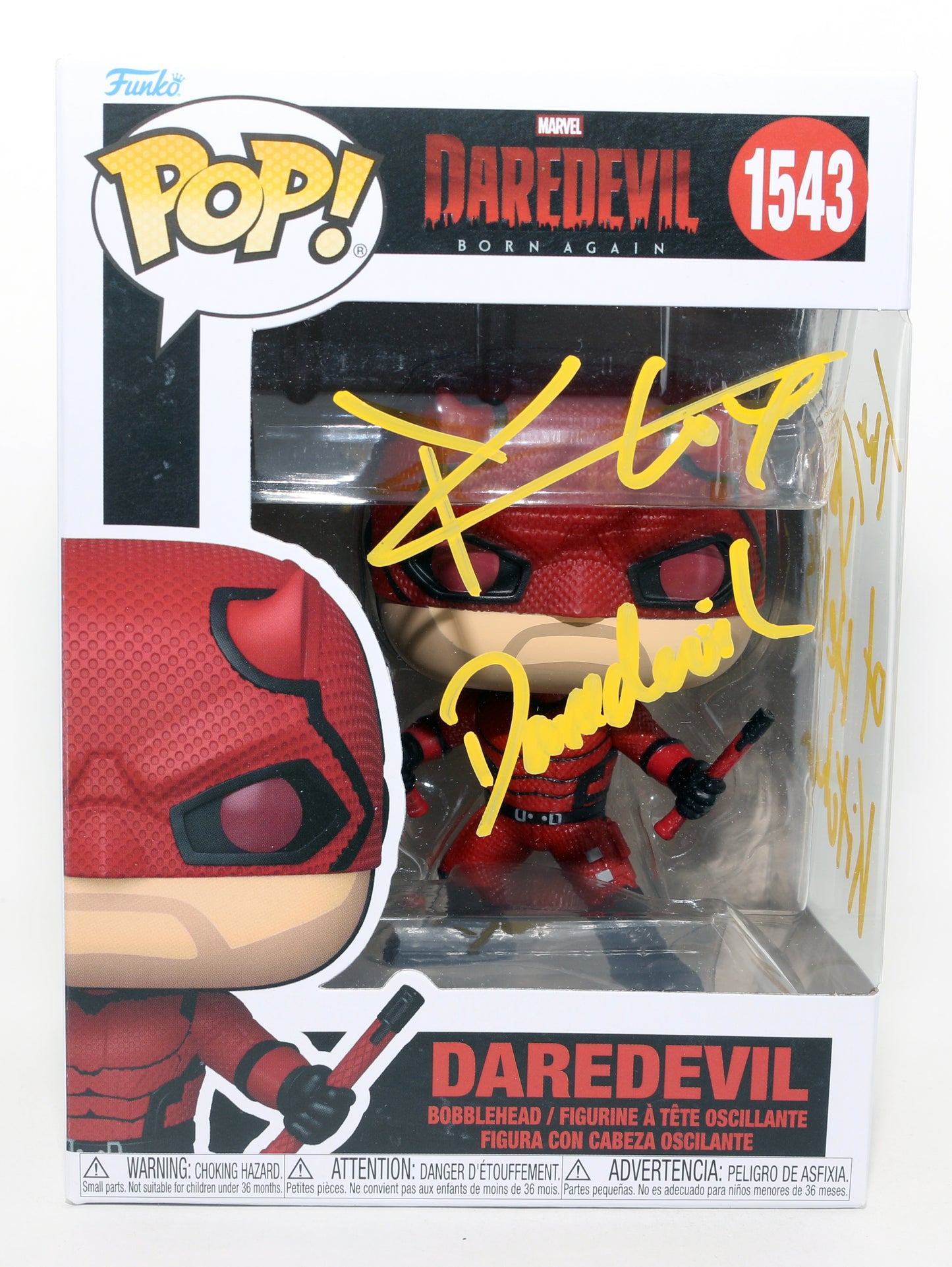 
                  
                    Charlie Cox as Daredevil in Daredevil: Born Again Signed Funko POP! #1543 with Character Name & Quote
                  
                