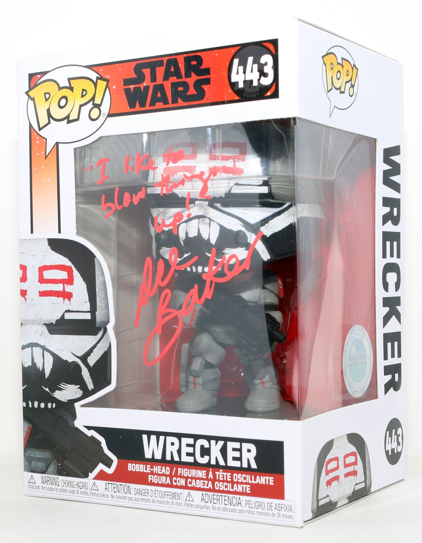 
                  
                    Dee Bradley Baker as Wrecker in Star Wars: The Bad Batch (SWAU) Signed Funko POP! #443 with Quote
                  
                