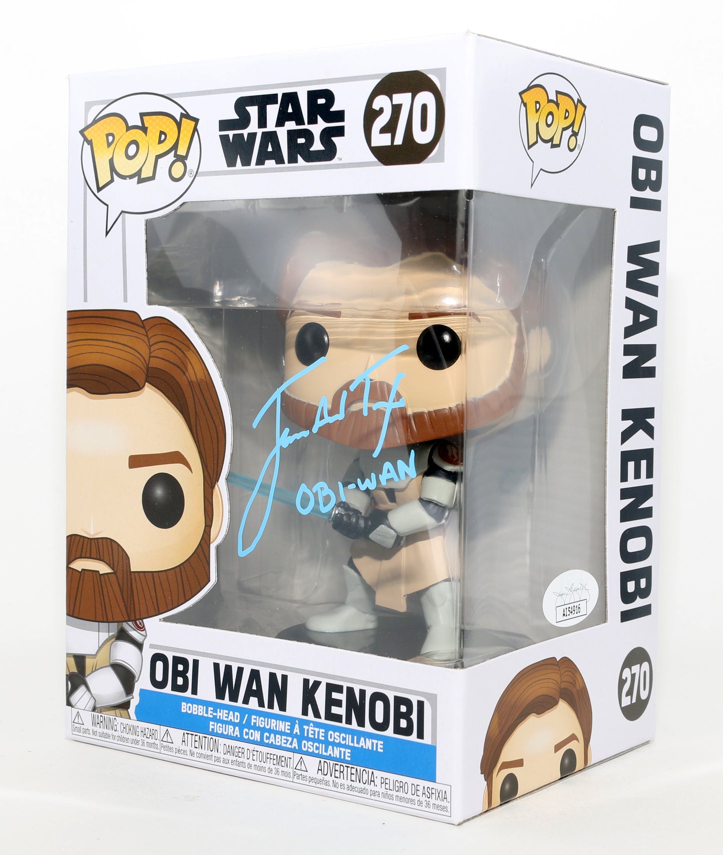 
                  
                    James Arnold Taylor as Obi-Wan Kenobi in Star Wars: The Clone Wars (JSA) Signed Funko POP! #270 with Character Name
                  
                