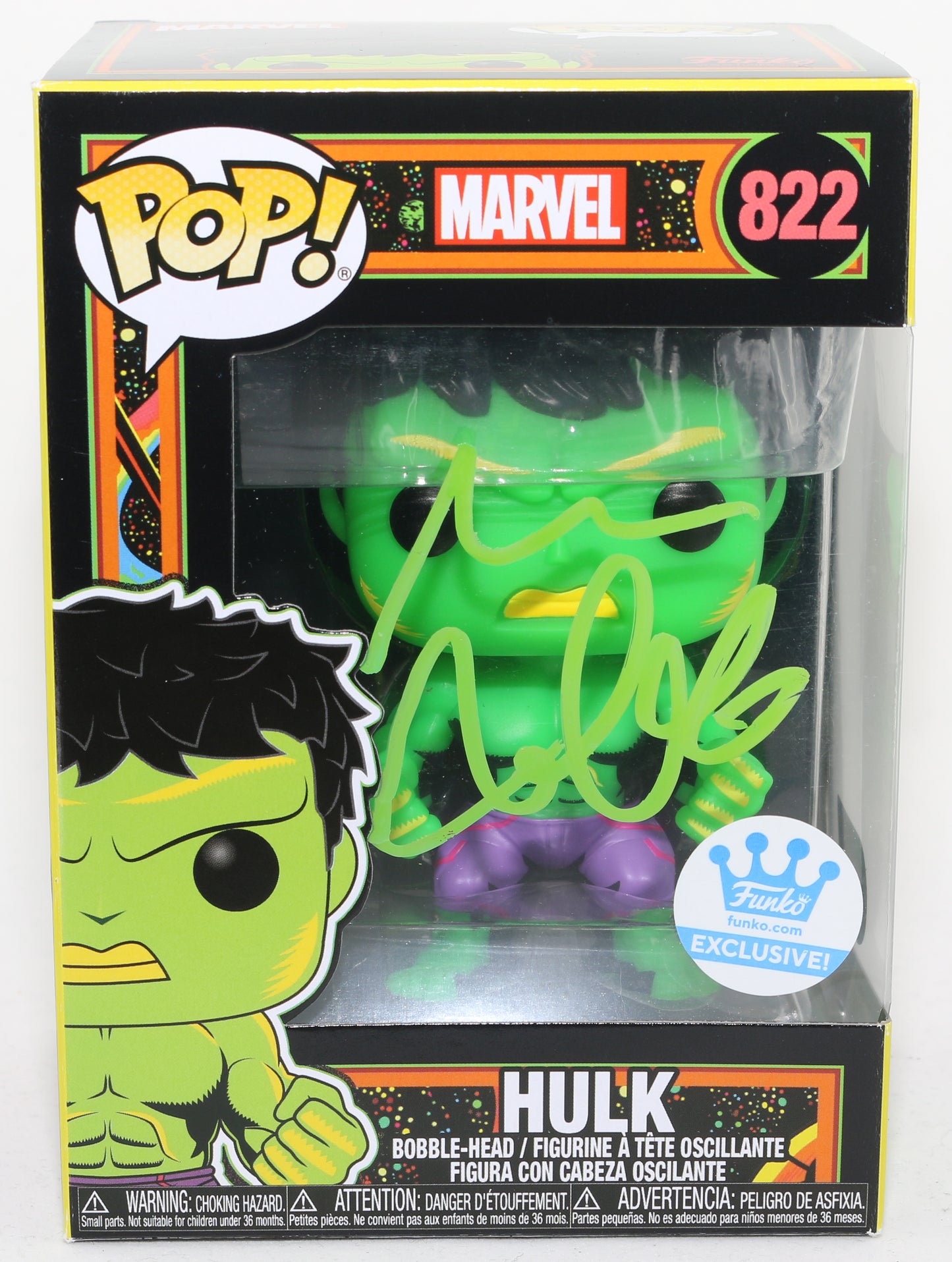 
                  
                    Mark Ruffalo as the Hulk Marvel Black Light (SWAU) Signed Funko POP! #822
                  
                