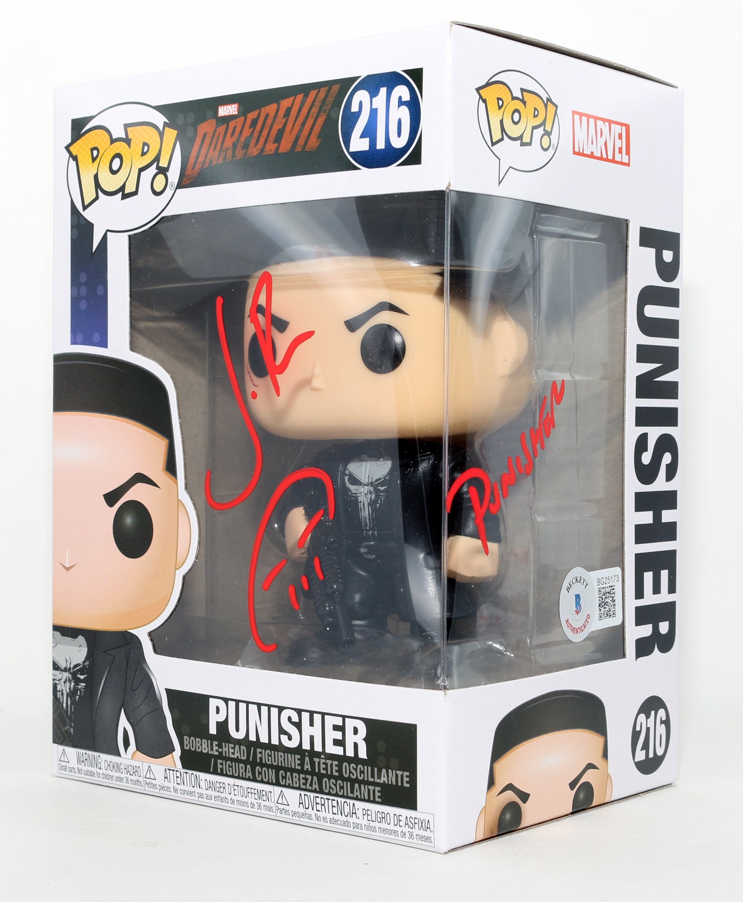 
                  
                    Jon Bernthal as The Punisher in Daredevil (Beckett) Signed Funko POP! #216 with Character Name & Remark
                  
                