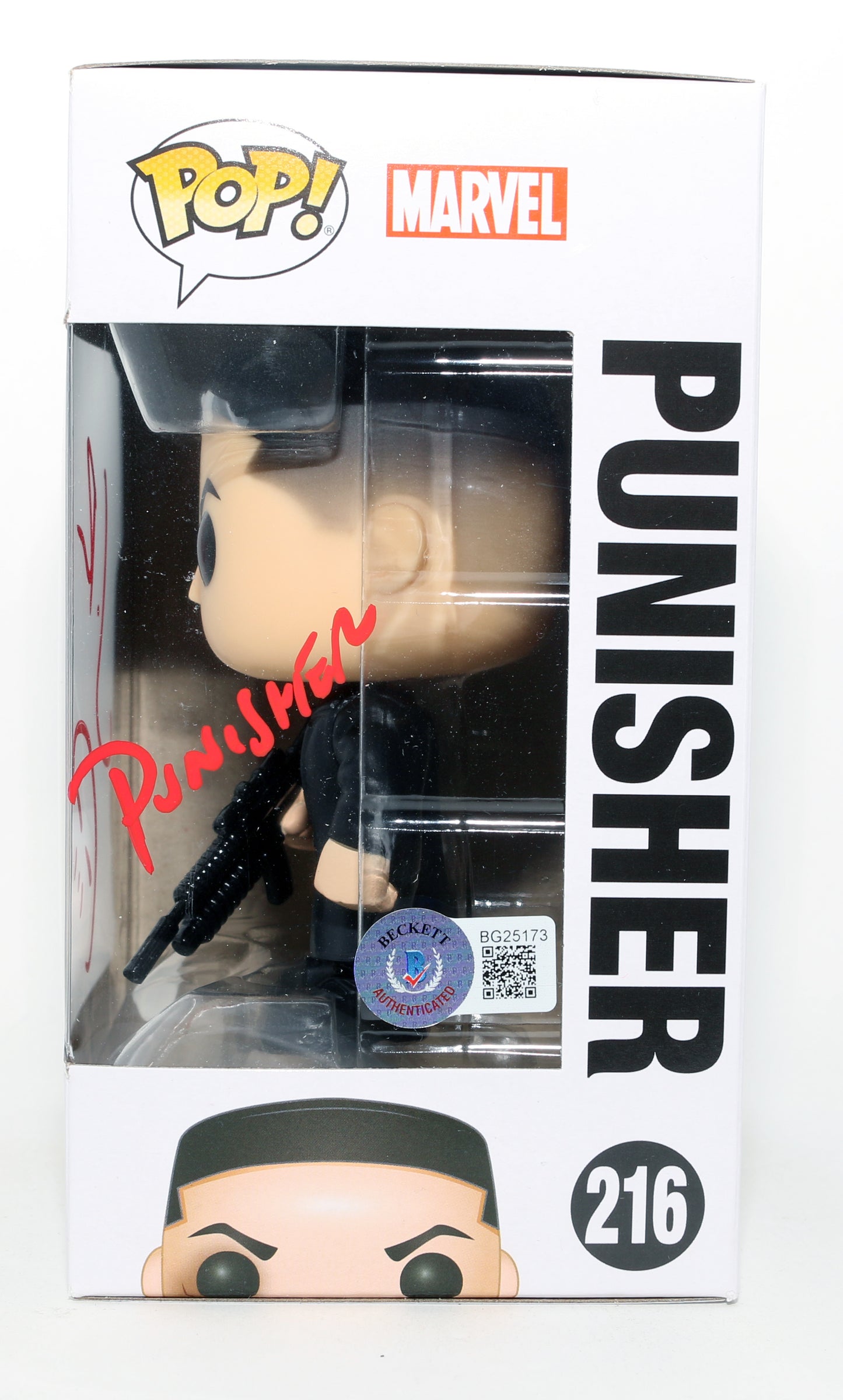 
                  
                    Jon Bernthal as The Punisher in Daredevil (Beckett) Signed Funko POP! #216 with Character Name & Remark
                  
                