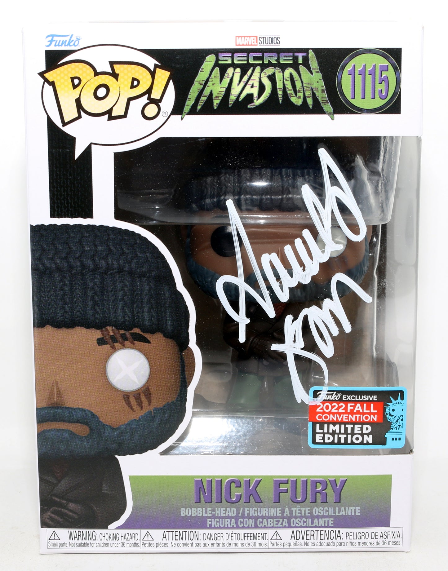 
                  
                    Samuel L. Jackson as Nick Fury in Secret Invasion 2022 Fall Con Limited Edition (Beckett) Signed Funko POP! #1115
                  
                