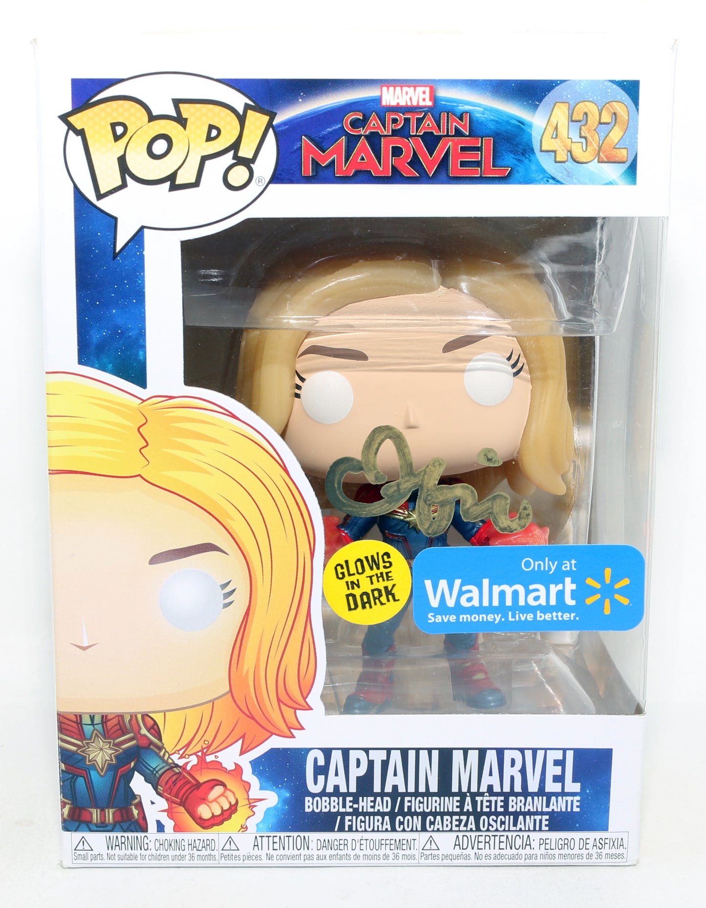 
                  
                    Brie Larson as Captain Marvel in Captain Marvel GITD Walmart Exclusive (Official Pix) Signed Funko POP! #432
                  
                
