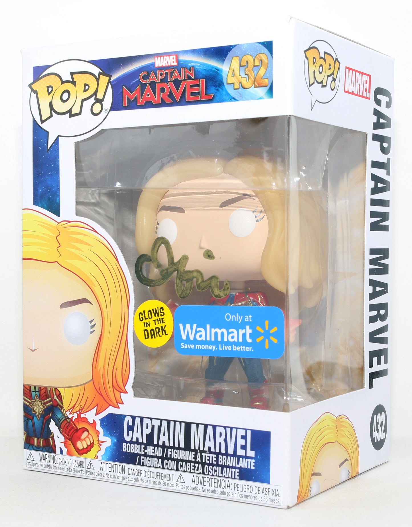 
                  
                    Brie Larson as Captain Marvel in Captain Marvel GITD Walmart Exclusive (Official Pix) Signed Funko POP! #432
                  
                