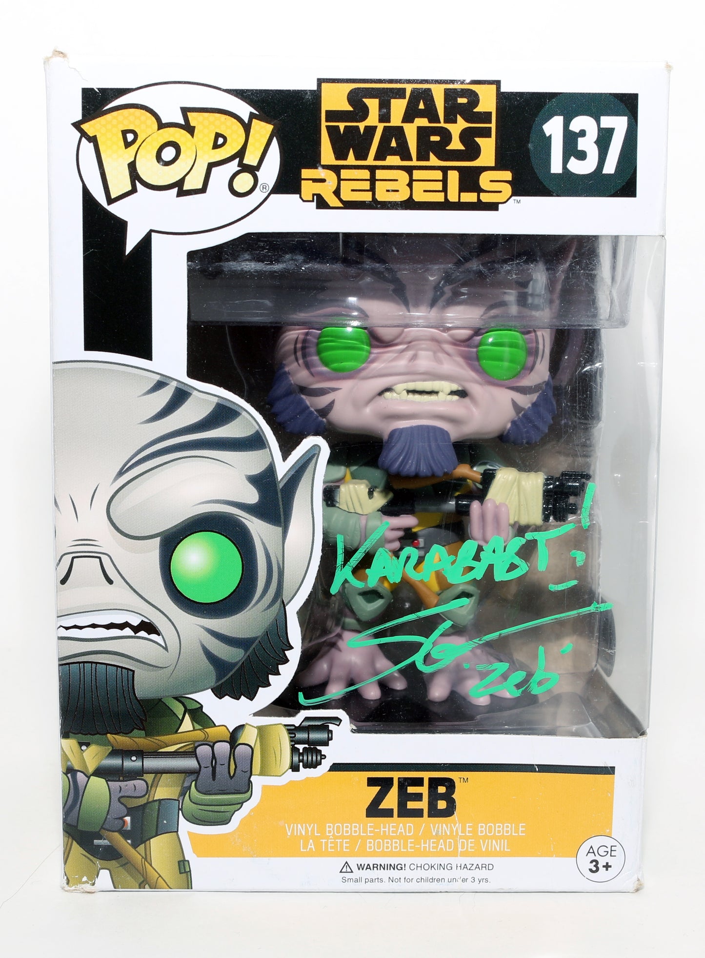 
                  
                    Steve Blum as Garazeb Orrelios in Star Wars: Rebels (SWAU) Signed Funko POP! #137 with Character Name & Quote
                  
                