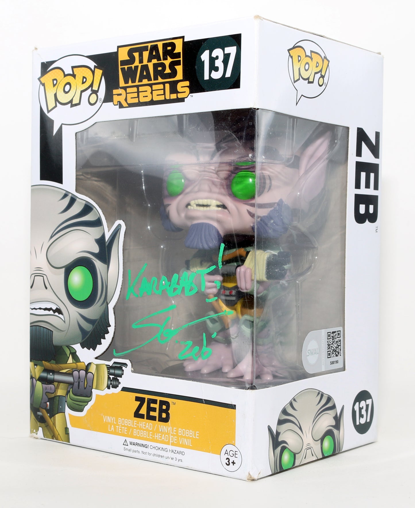 
                  
                    Steve Blum as Garazeb Orrelios in Star Wars: Rebels (SWAU) Signed Funko POP! #137 with Character Name & Quote
                  
                