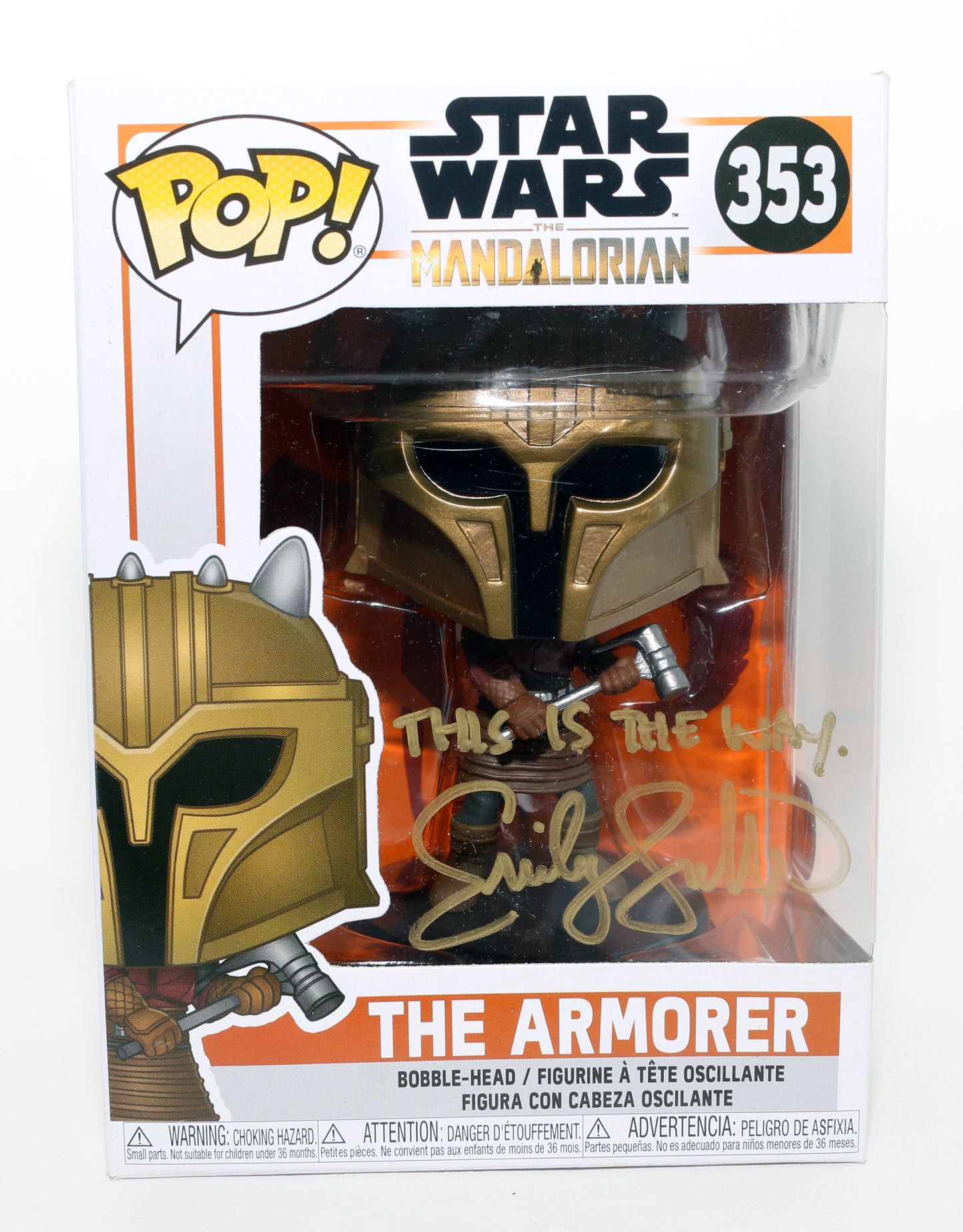 
                  
                    Emily Swallow as the Armorer in Star Wars: The Mandalorian (SWAU) Signed Funko POP! #353 with Quote
                  
                