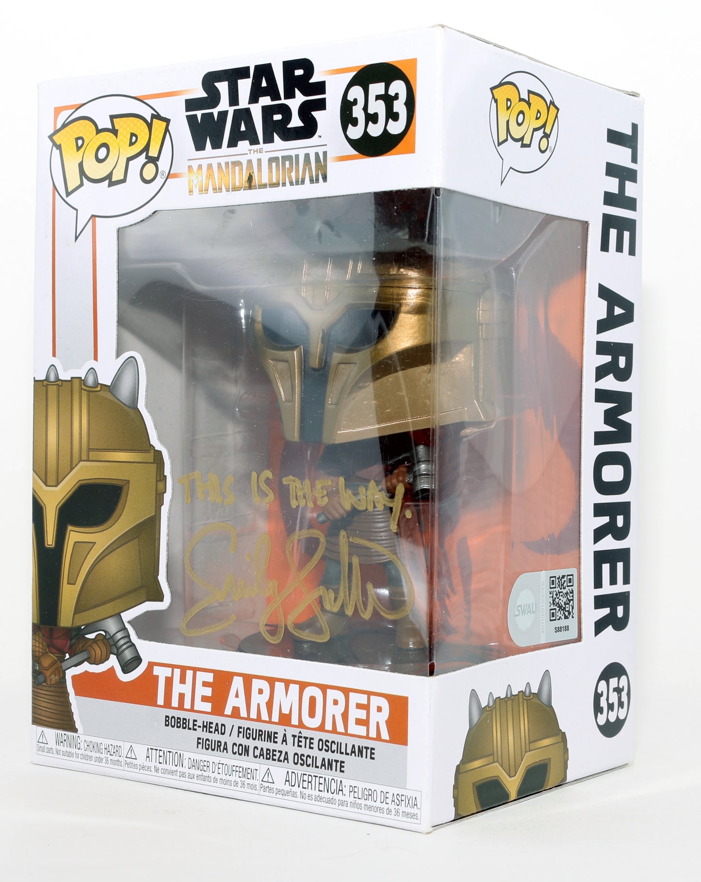 
                  
                    Emily Swallow as the Armorer in Star Wars: The Mandalorian (SWAU) Signed Funko POP! #353 with Quote
                  
                