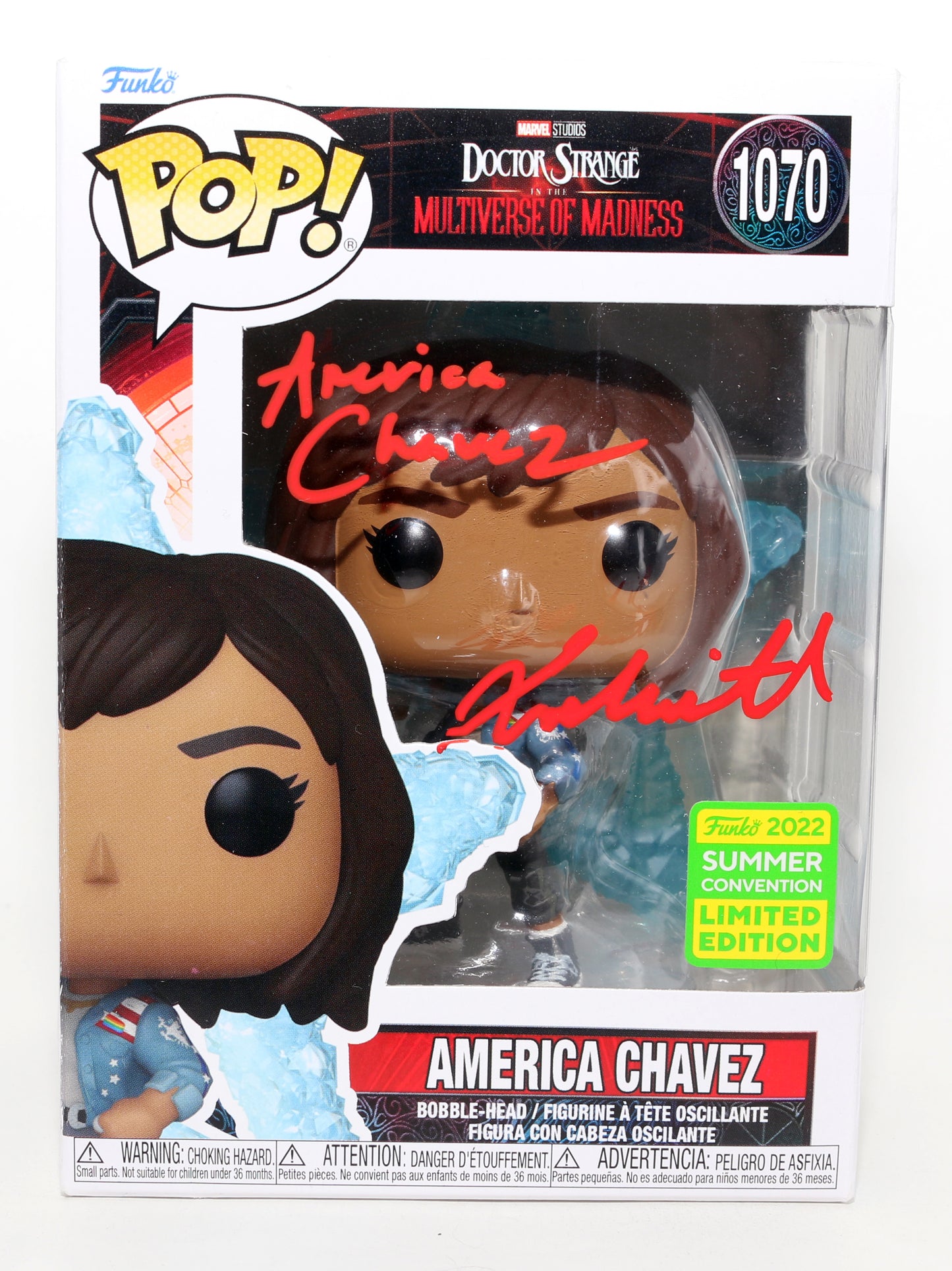 
                  
                    Xochitl Gomez as America Chavez in Doctor Strange in the Multiverse of Madness 2022 Summer Con Exclusive (Beckett) Signed Funko POP! #1070 with Character Name
                  
                