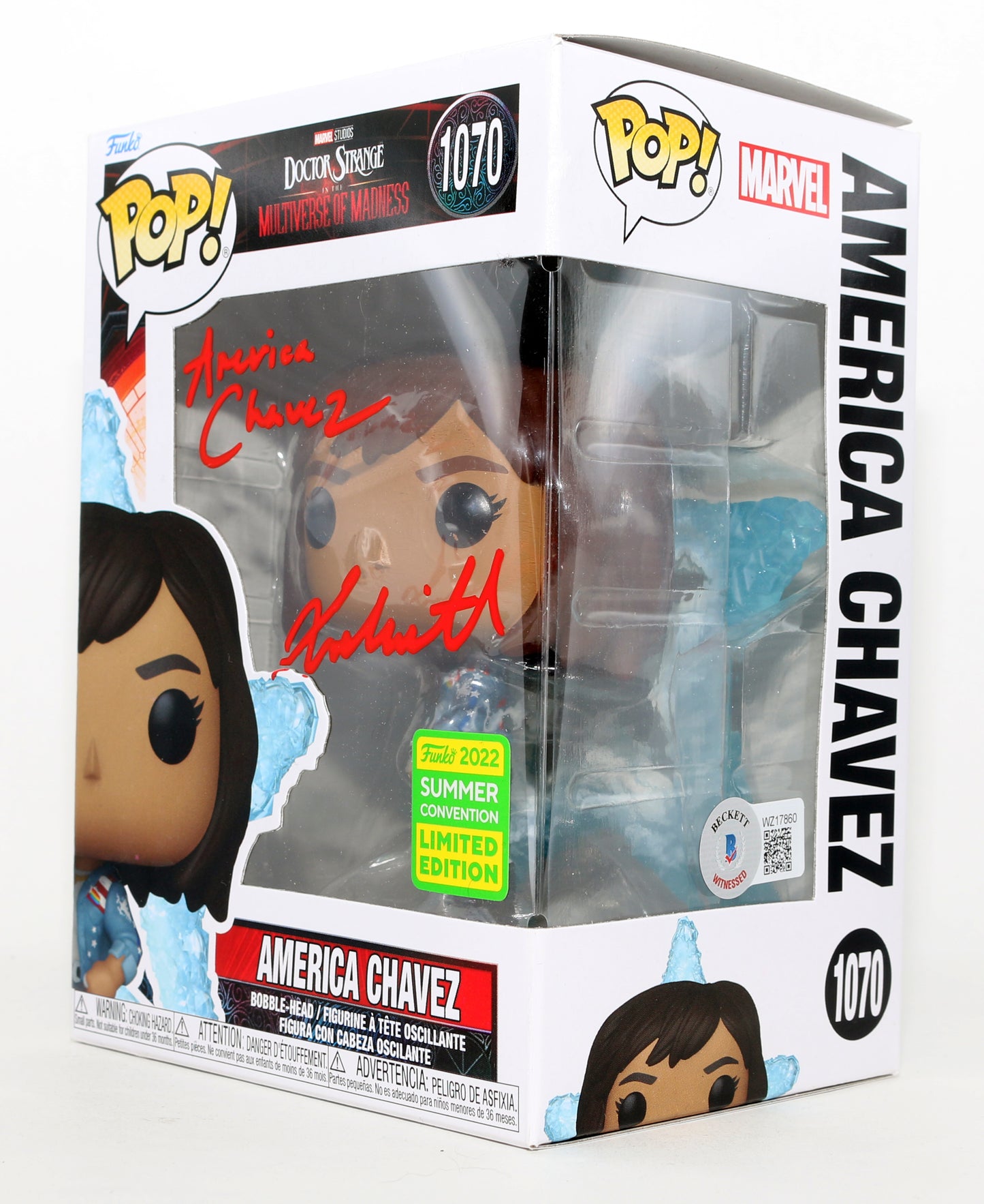 
                  
                    Xochitl Gomez as America Chavez in Doctor Strange in the Multiverse of Madness 2022 Summer Con Exclusive (Beckett) Signed Funko POP! #1070 with Character Name
                  
                