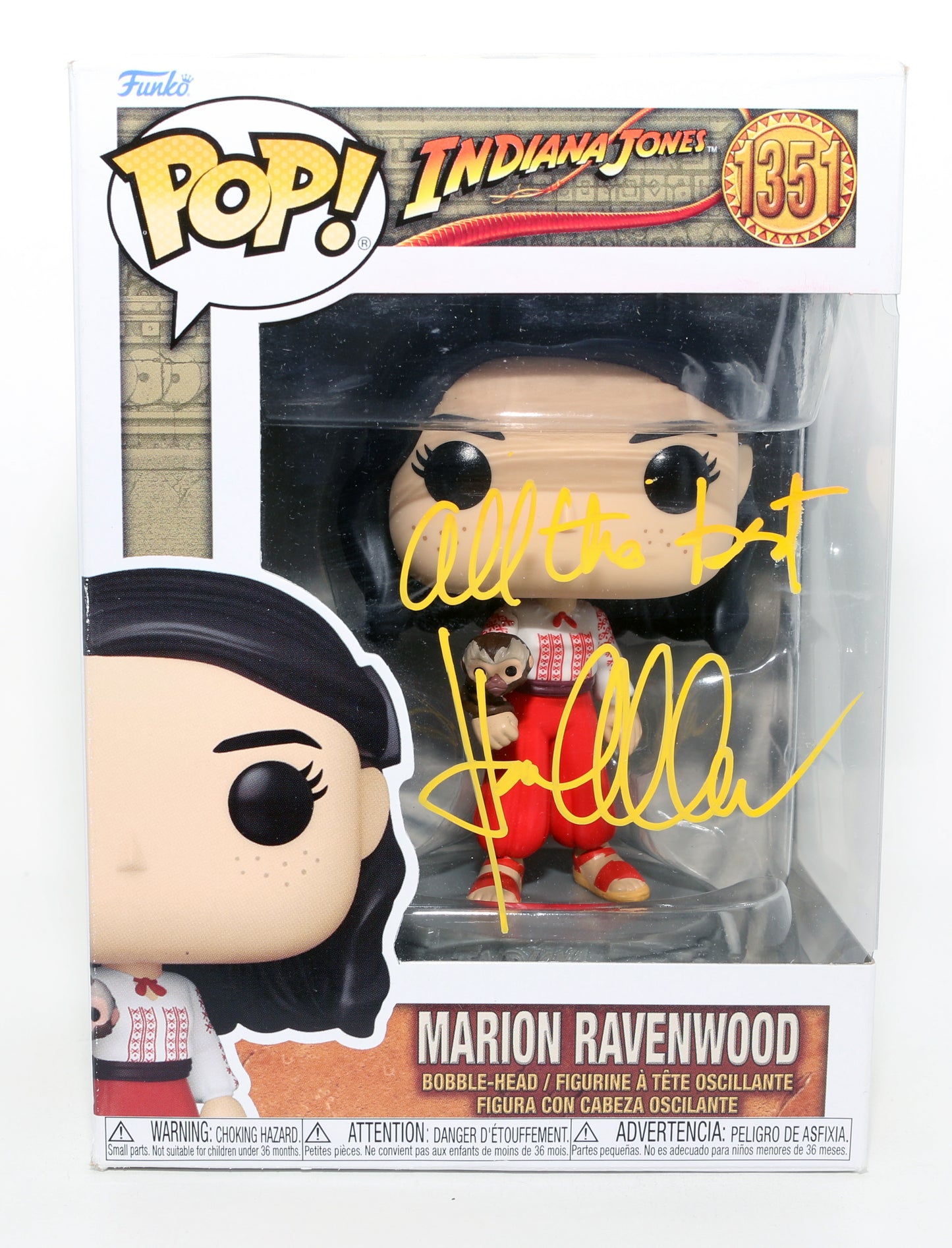 
                  
                    Karen Allen as Marion Ravenwood in Raiders of the Lost Ark Signed Funko POP! #1351
                  
                