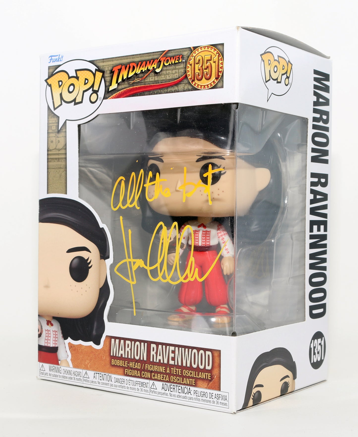 
                  
                    Karen Allen as Marion Ravenwood in Raiders of the Lost Ark Signed Funko POP! #1351
                  
                