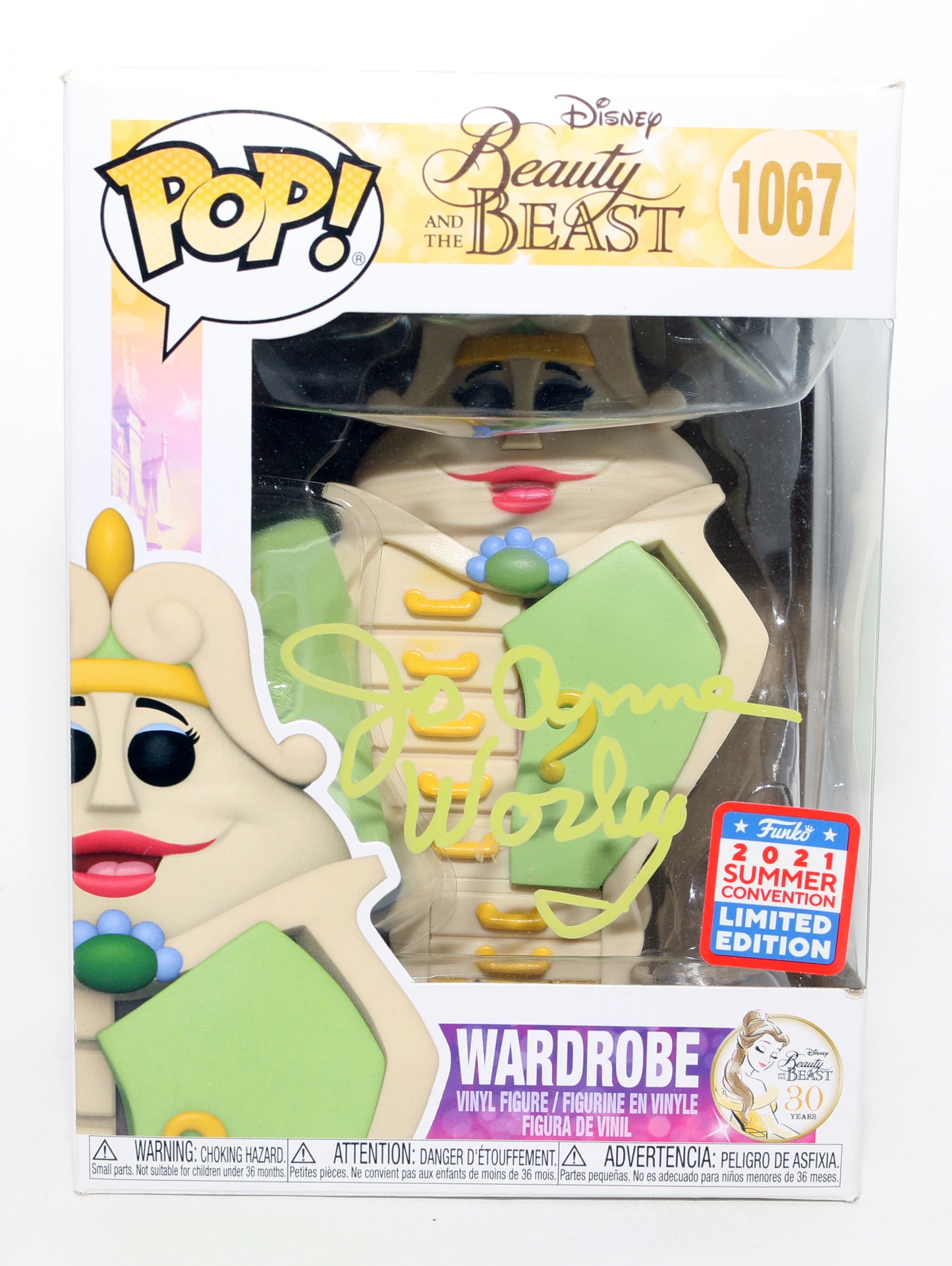 
                  
                    Jo Anne Worley as Wardrobe in Beauty & the Beast 2021 Summer Convention Limited Edition Signed Funko POP! #1067
                  
                