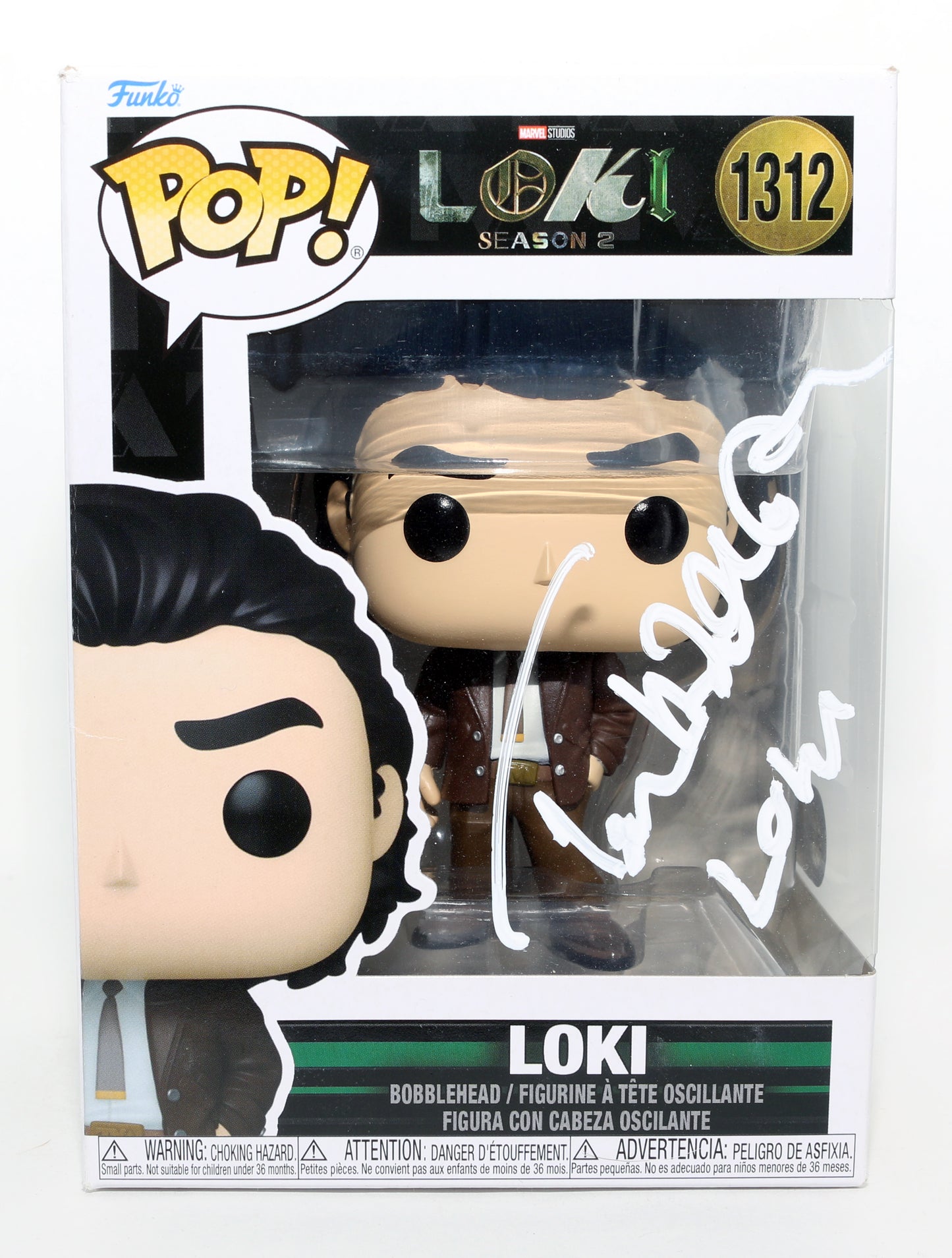 
                  
                    Tom Hiddleston as Loki in Loki Season 2 (SWAU) Signed Funko POP! #1312 with Character Name
                  
                