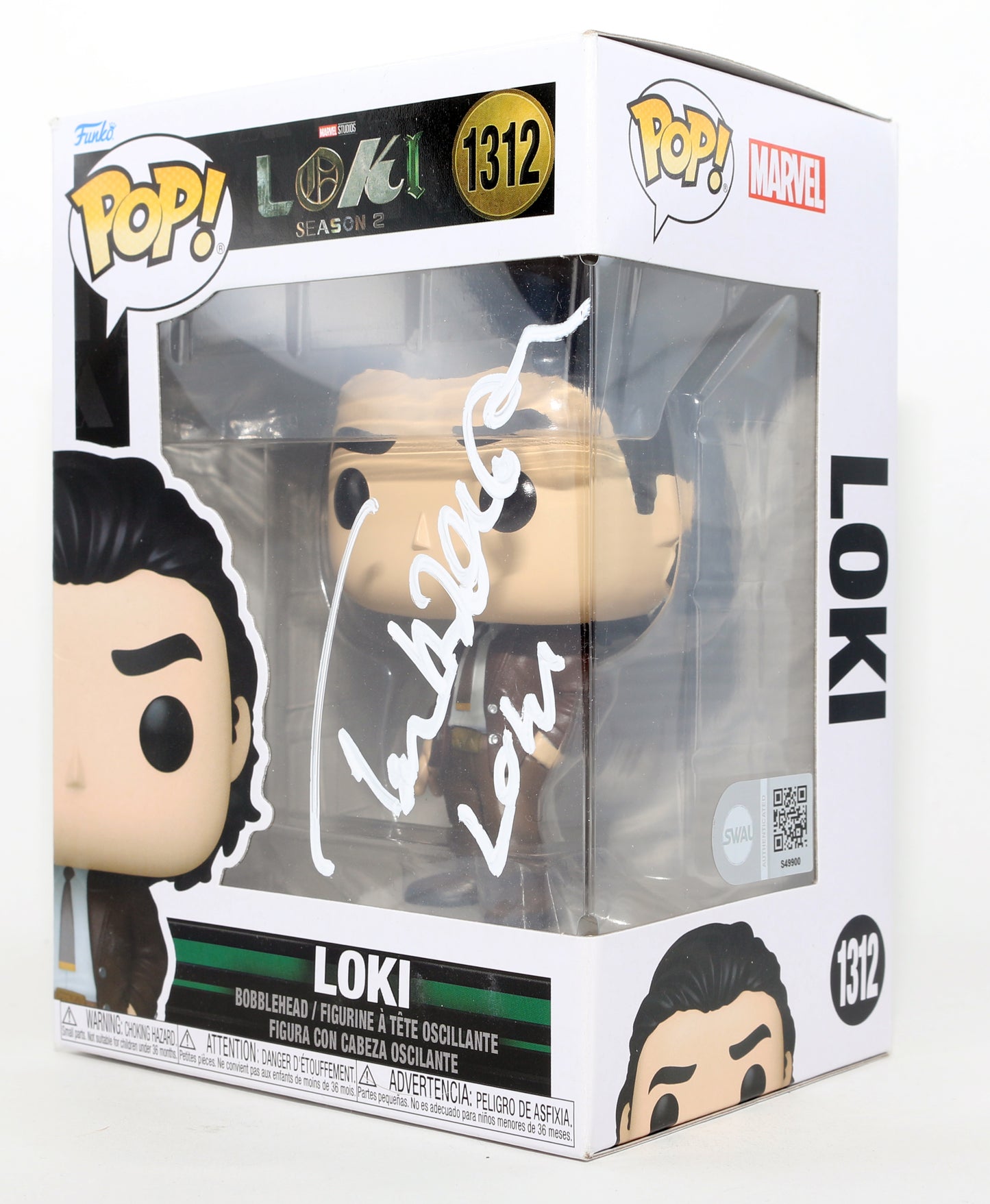 
                  
                    Tom Hiddleston as Loki in Loki Season 2 (SWAU) Signed Funko POP! #1312 with Character Name
                  
                