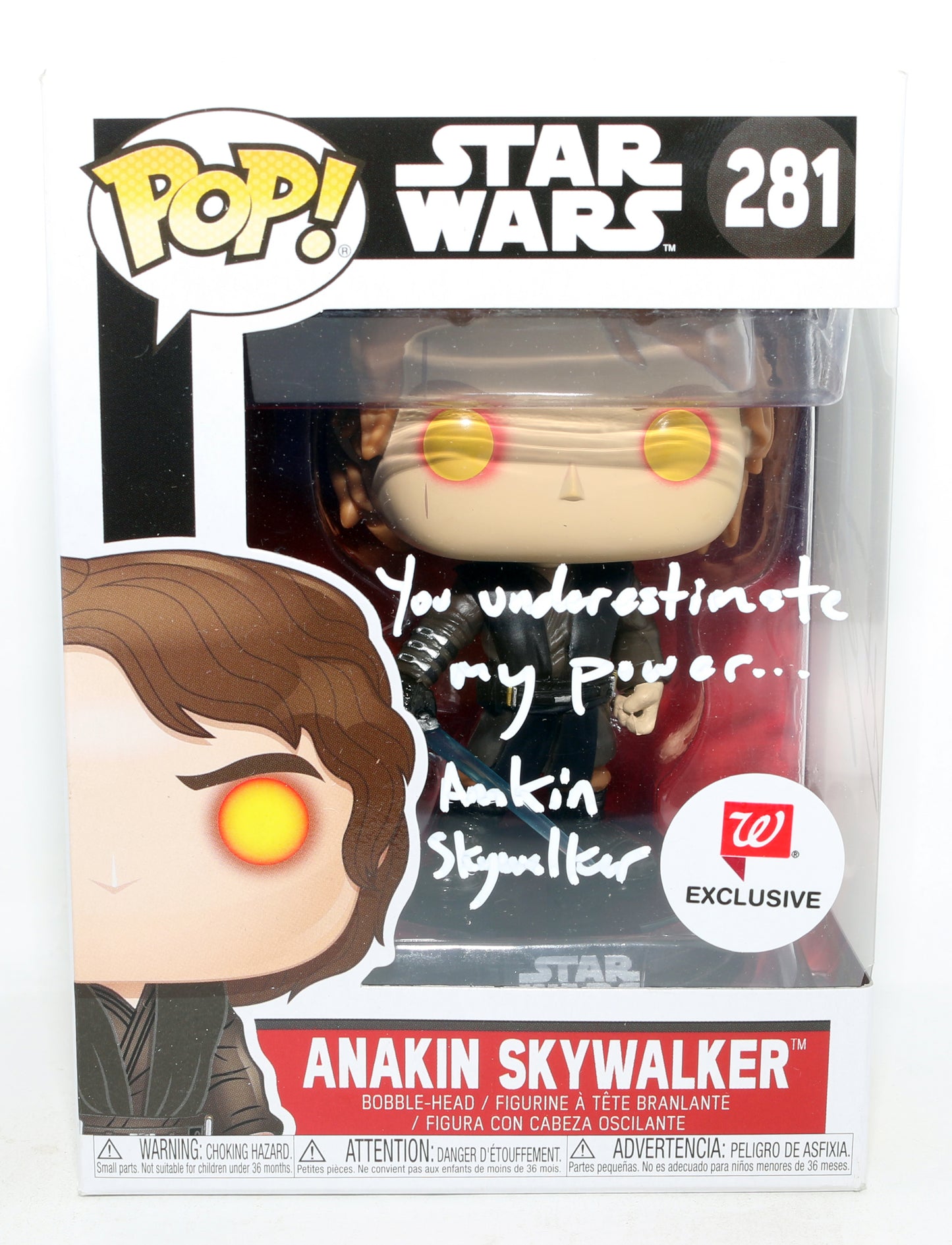 
                  
                    Hayden Christensen as Anakin Skywalker in Star Wars Episode III: Revenge of the Sith Walgreen's Exclusive (JSA) Signed Funko POP! #281 With Character Name & Quote
                  
                