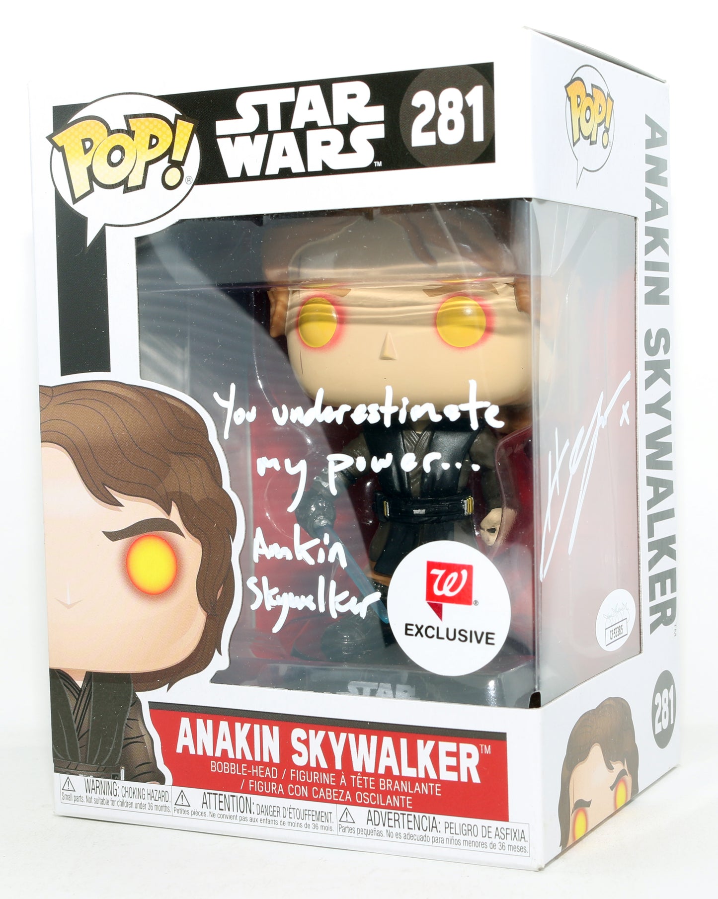 
                  
                    Hayden Christensen as Anakin Skywalker in Star Wars Episode III: Revenge of the Sith Walgreen's Exclusive (JSA) Signed Funko POP! #281 With Character Name & Quote
                  
                